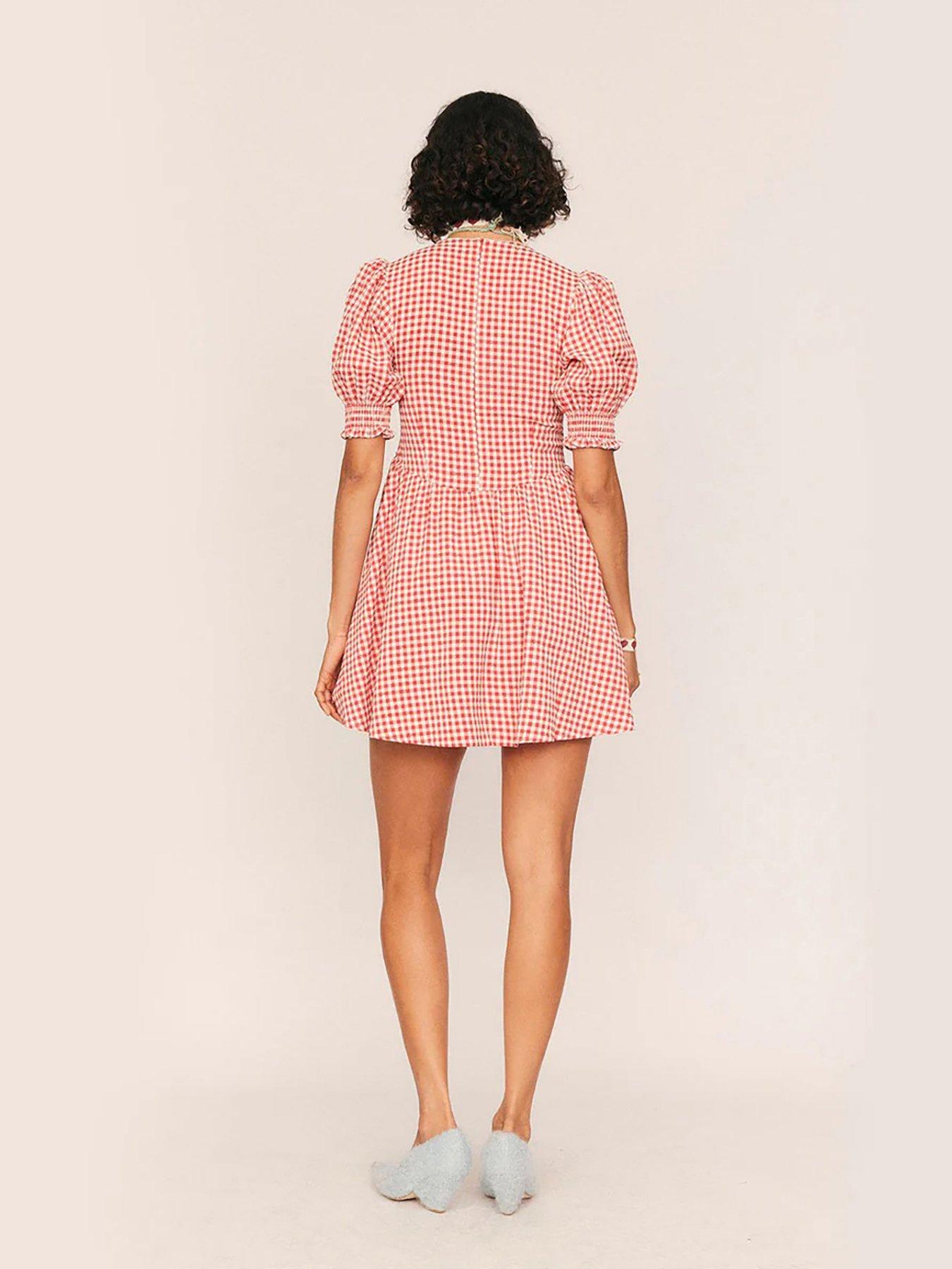 Image 2 of 4 of Summery Maude Check Mini Dress - Red
