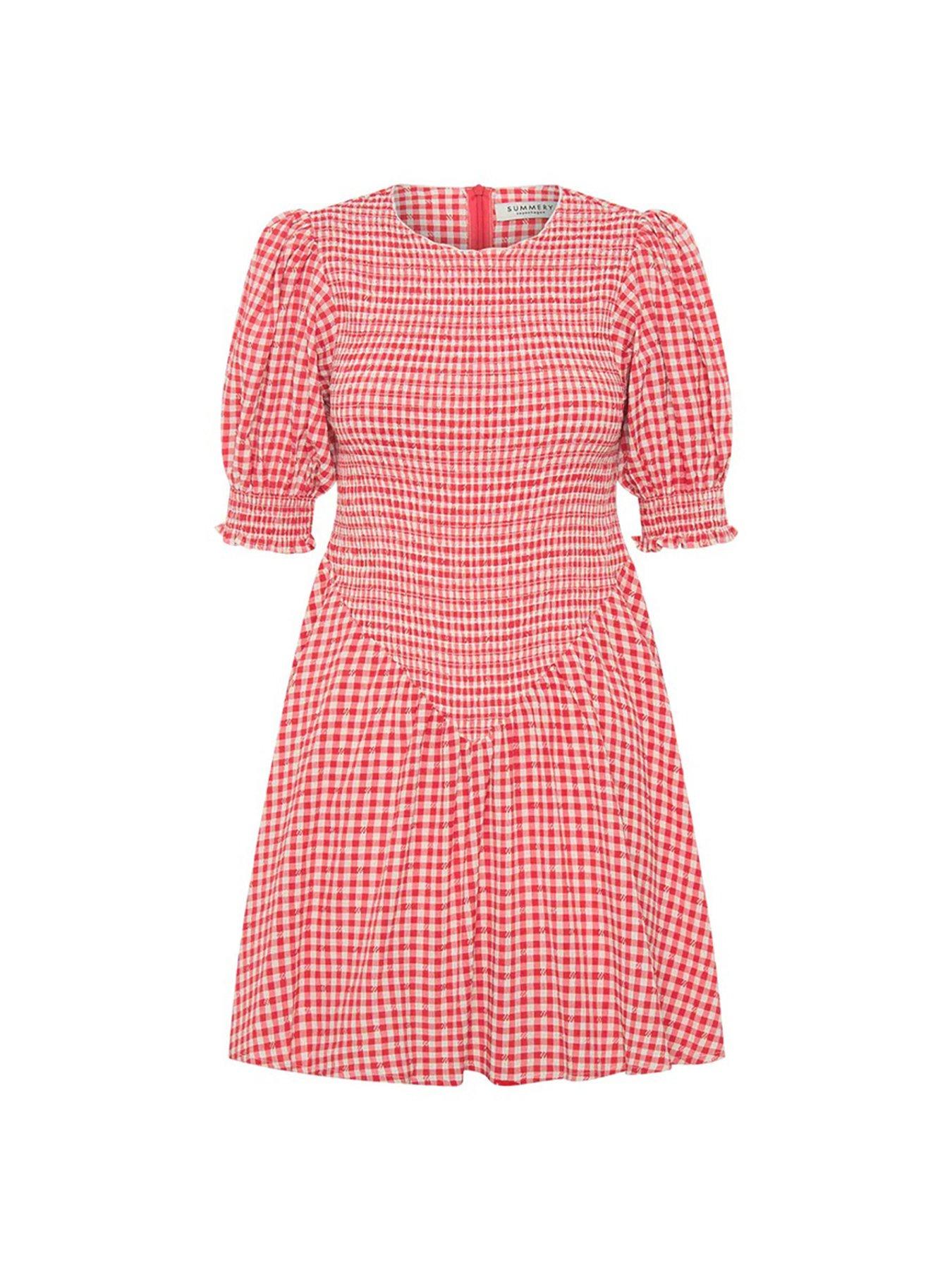 Image 4 of 4 of Summery Maude Check Mini Dress - Red