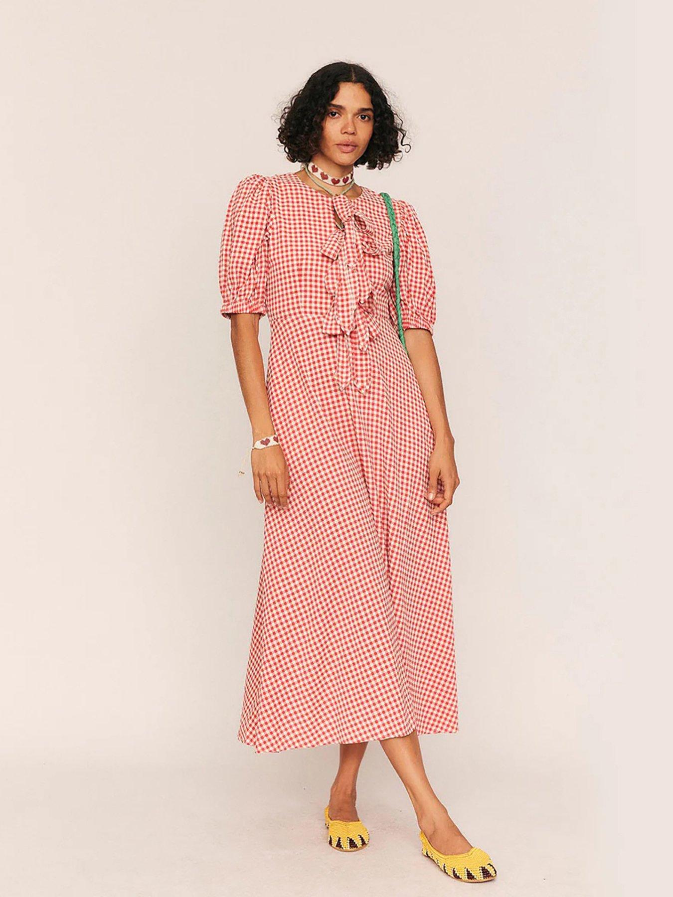 Summery Maude Check Midi Dress