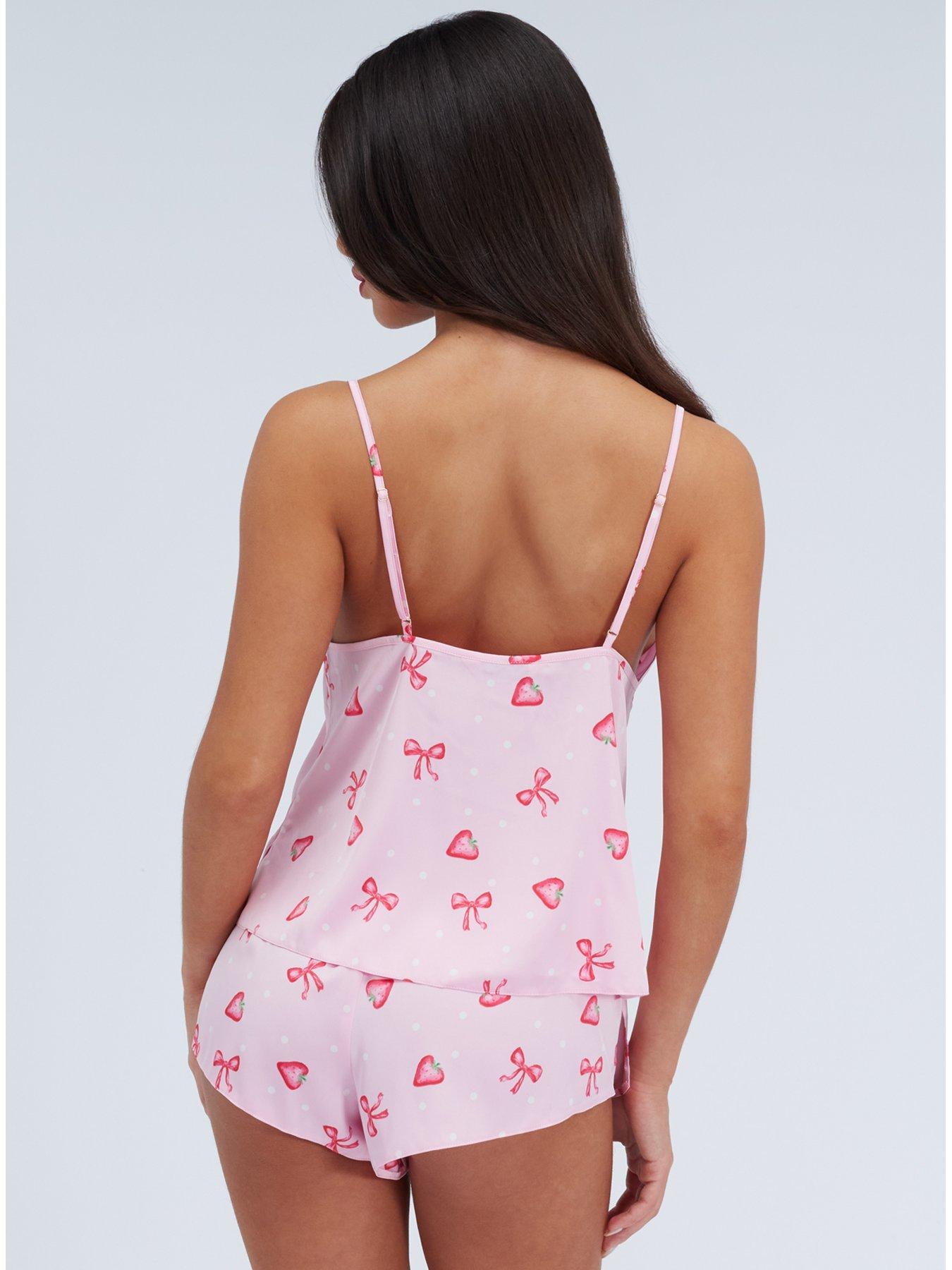 Image 2 of 5 of Boux Avenue Kaya Strawberry Satin Cami Set - Pink