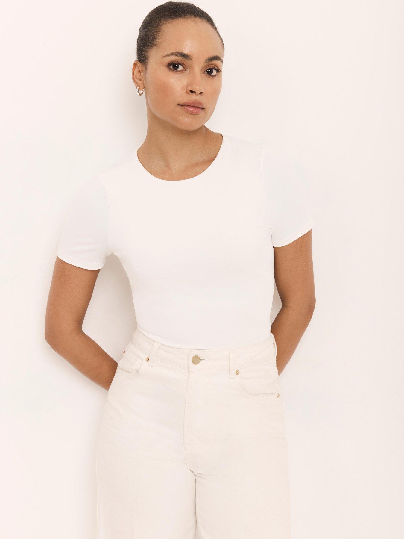 Image 2 of 6 of Mint Velvet Layering Short Sleeve Top - White