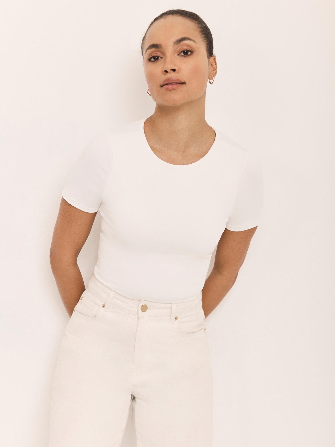 Image 3 of 6 of Mint Velvet Layering Short Sleeve Top - White