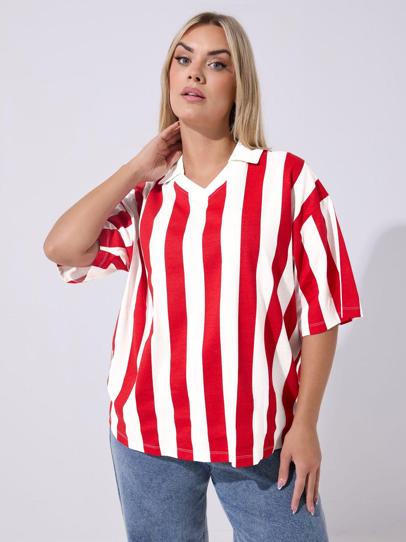 Yours Curve Collar Stripe Top