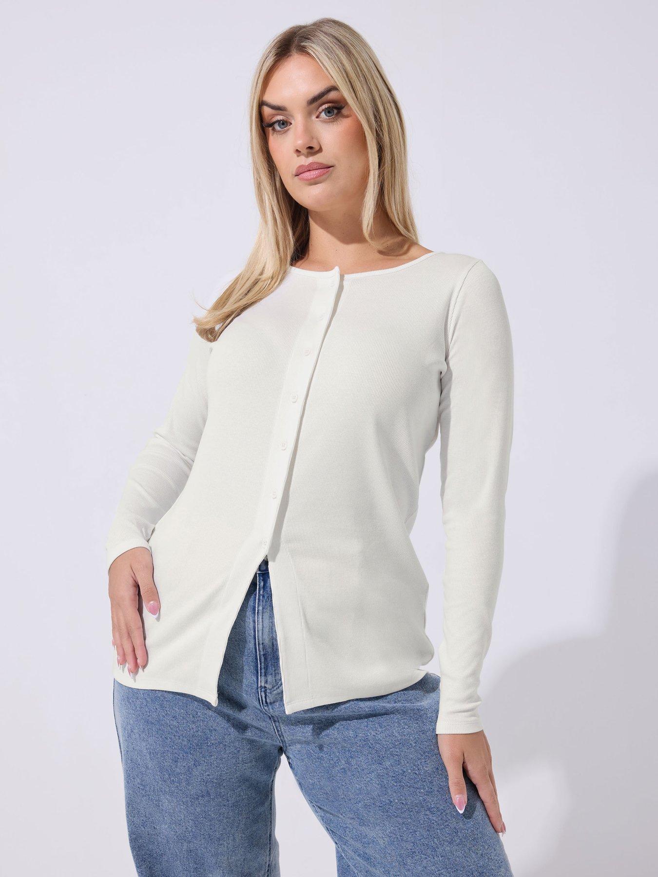 Image 1 of 5 of Yours Curve Long Sleeve Button Top