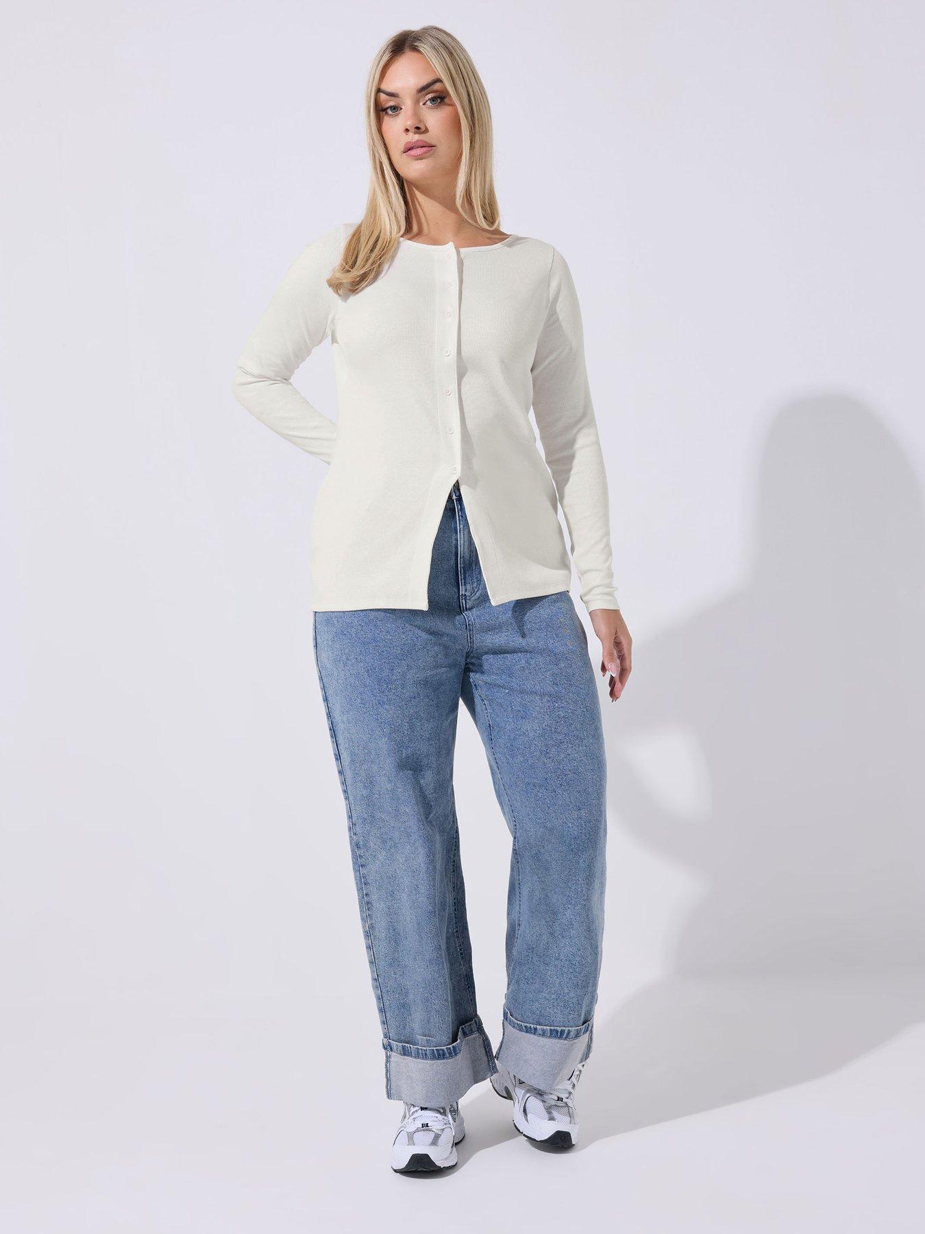 Image 3 of 5 of Yours Curve Long Sleeve Button Top