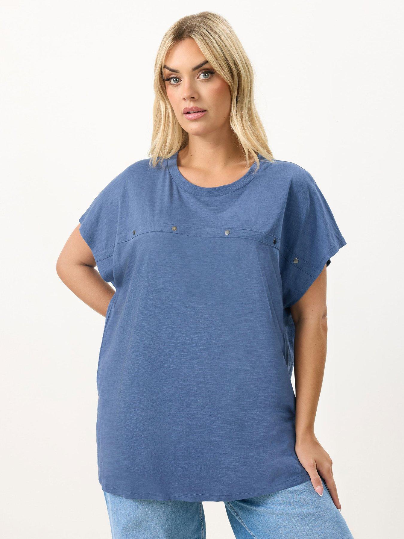 Yours Curve Cotton Slub Stud Top
