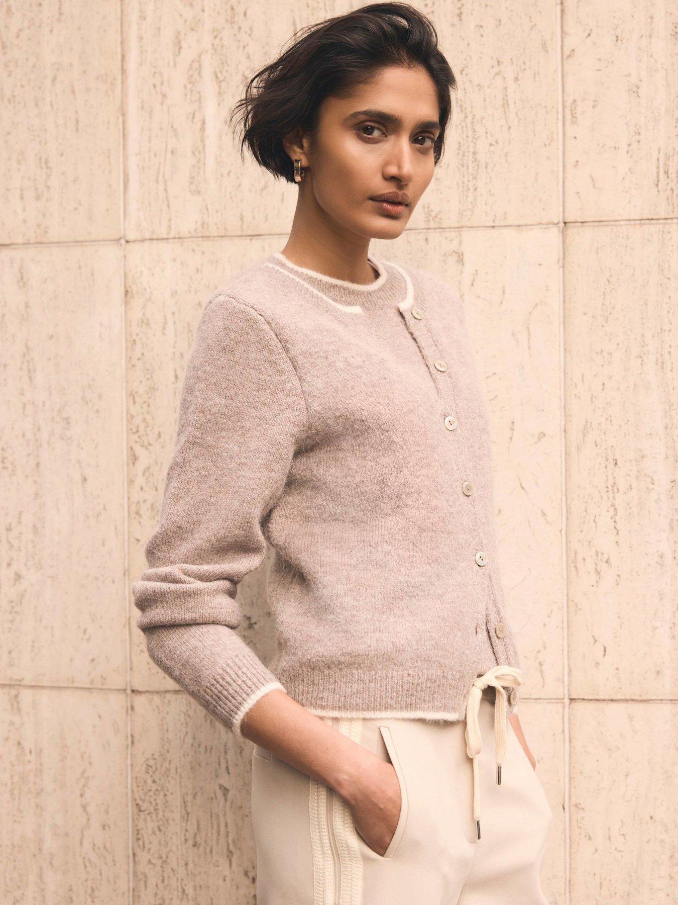 Mint Velvet Fawn Double Layer Cardigan - Cream