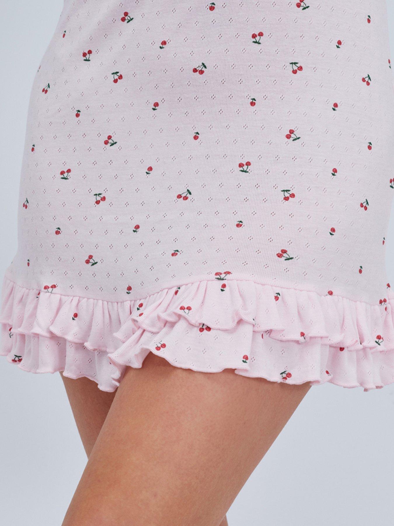 Image 4 of 6 of Boux Avenue Cherry Pointelle Nightdress - Pink Cherry