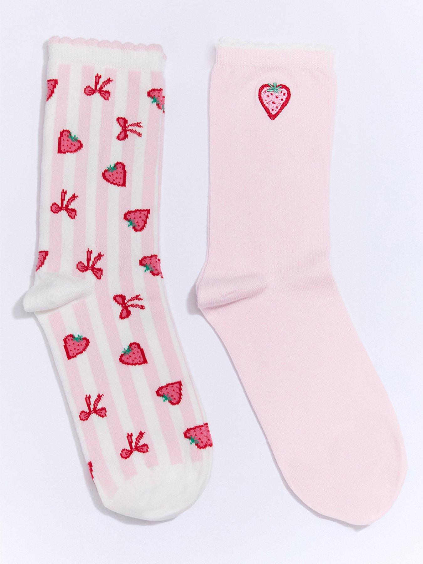 Boux Avenue Strawberry Ankle Sock 2 Pack - Pink