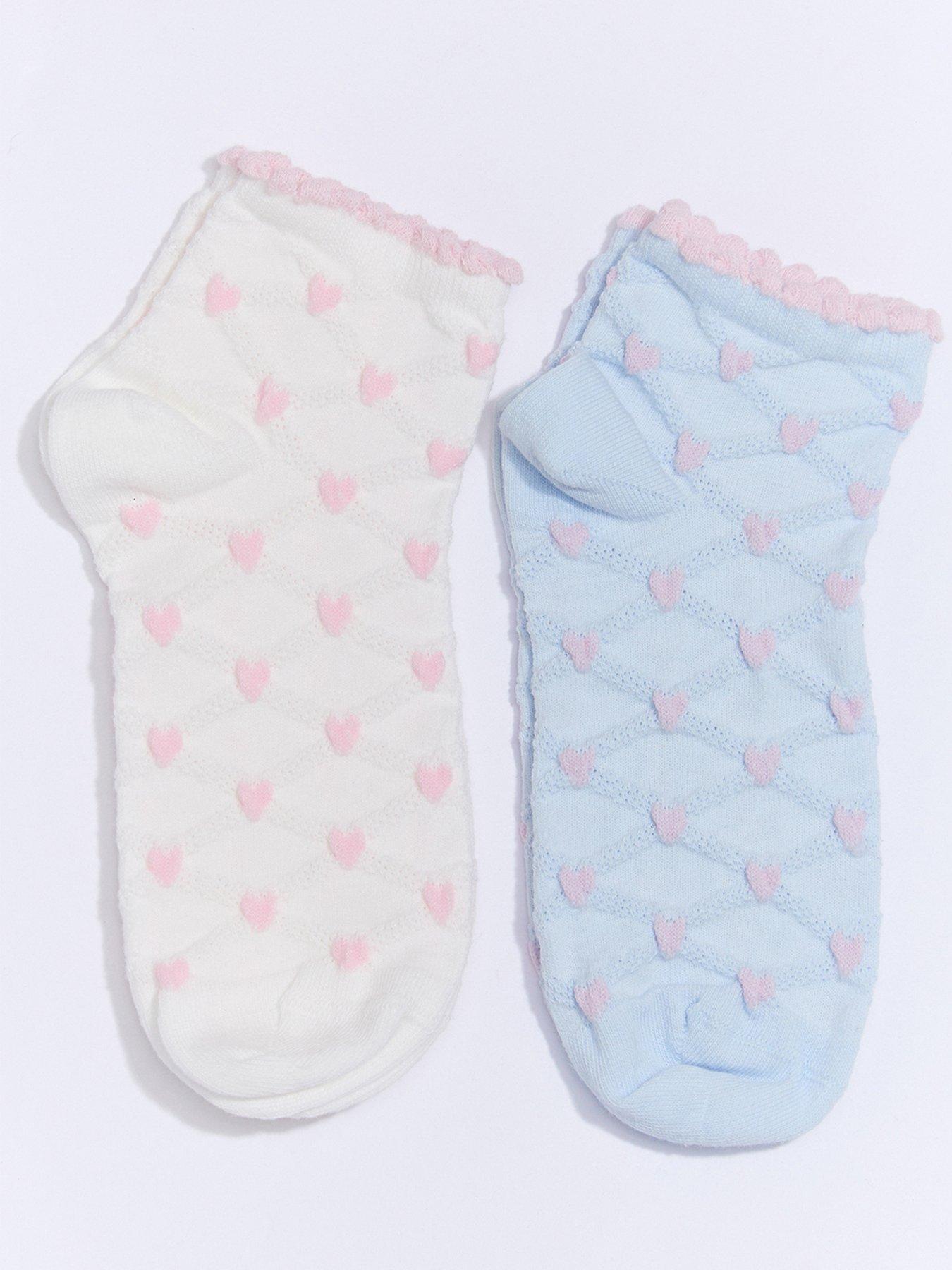 Boux Avenue Heart 2 Pack Midi Socks - Pink
