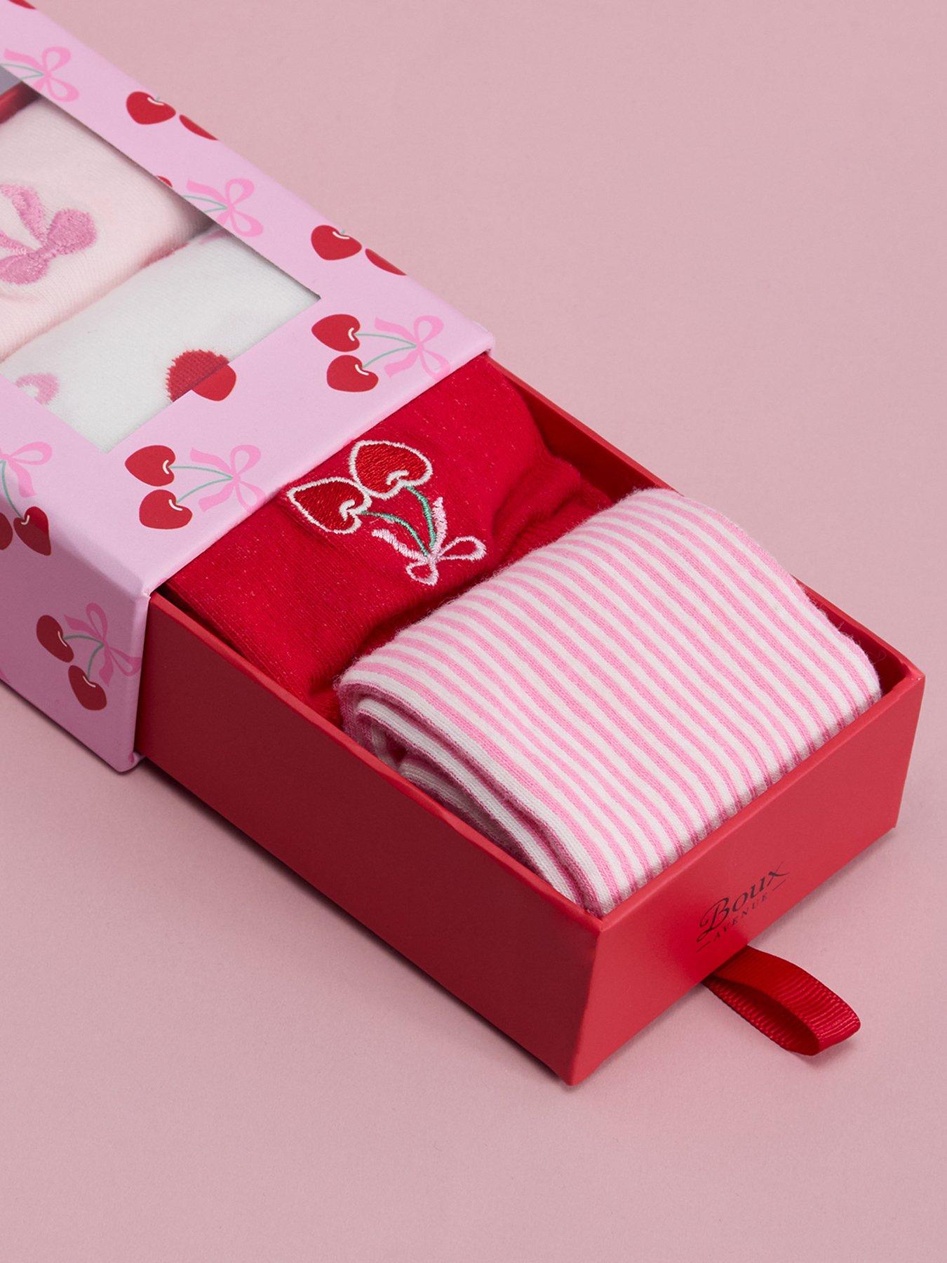 Image 6 of 7 of Boux Avenue Cherry &amp; Hearts 4pk Gift Box - Red Mix