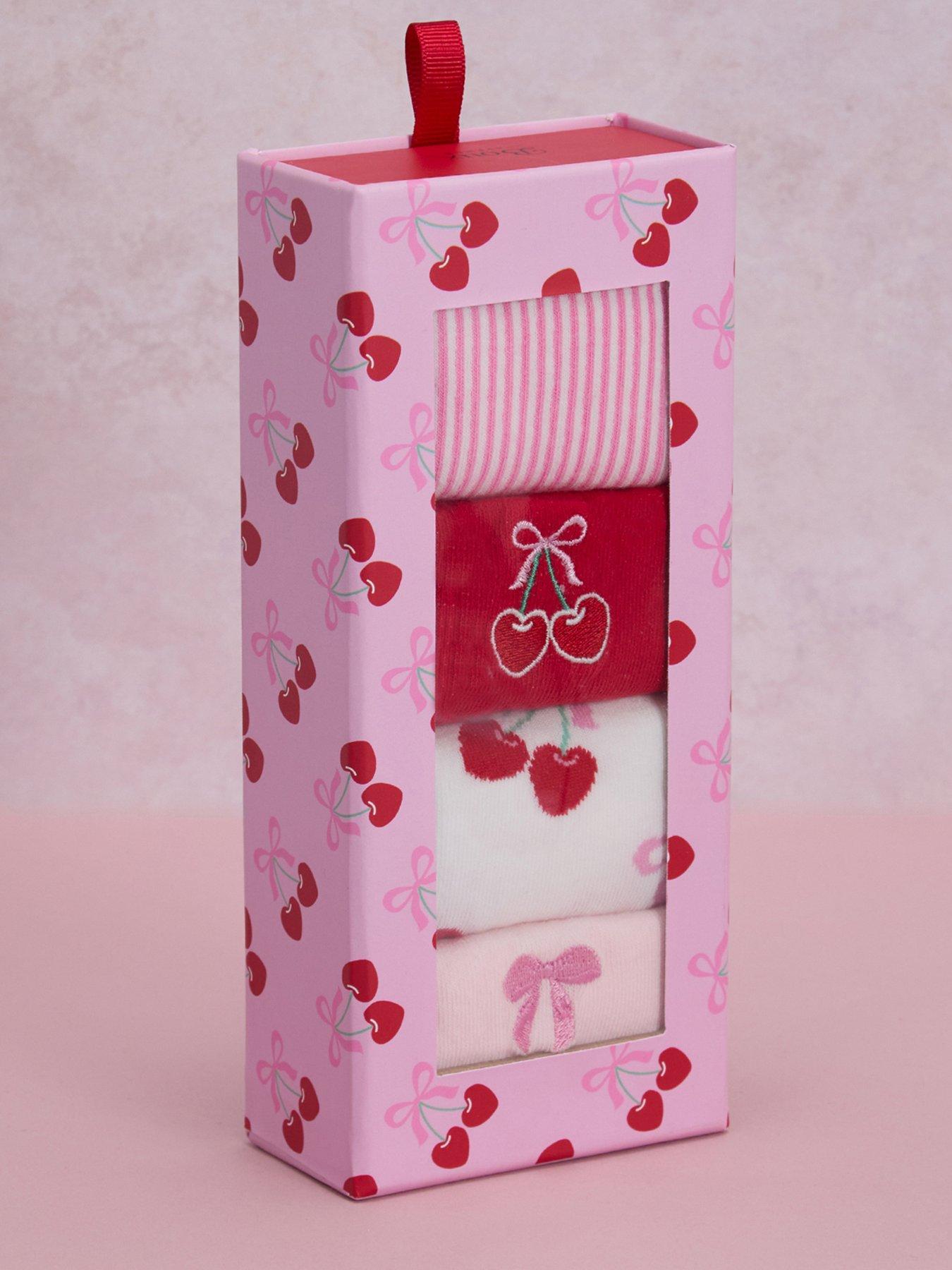Image 7 of 7 of Boux Avenue Cherry &amp; Hearts 4pk Gift Box - Red Mix
