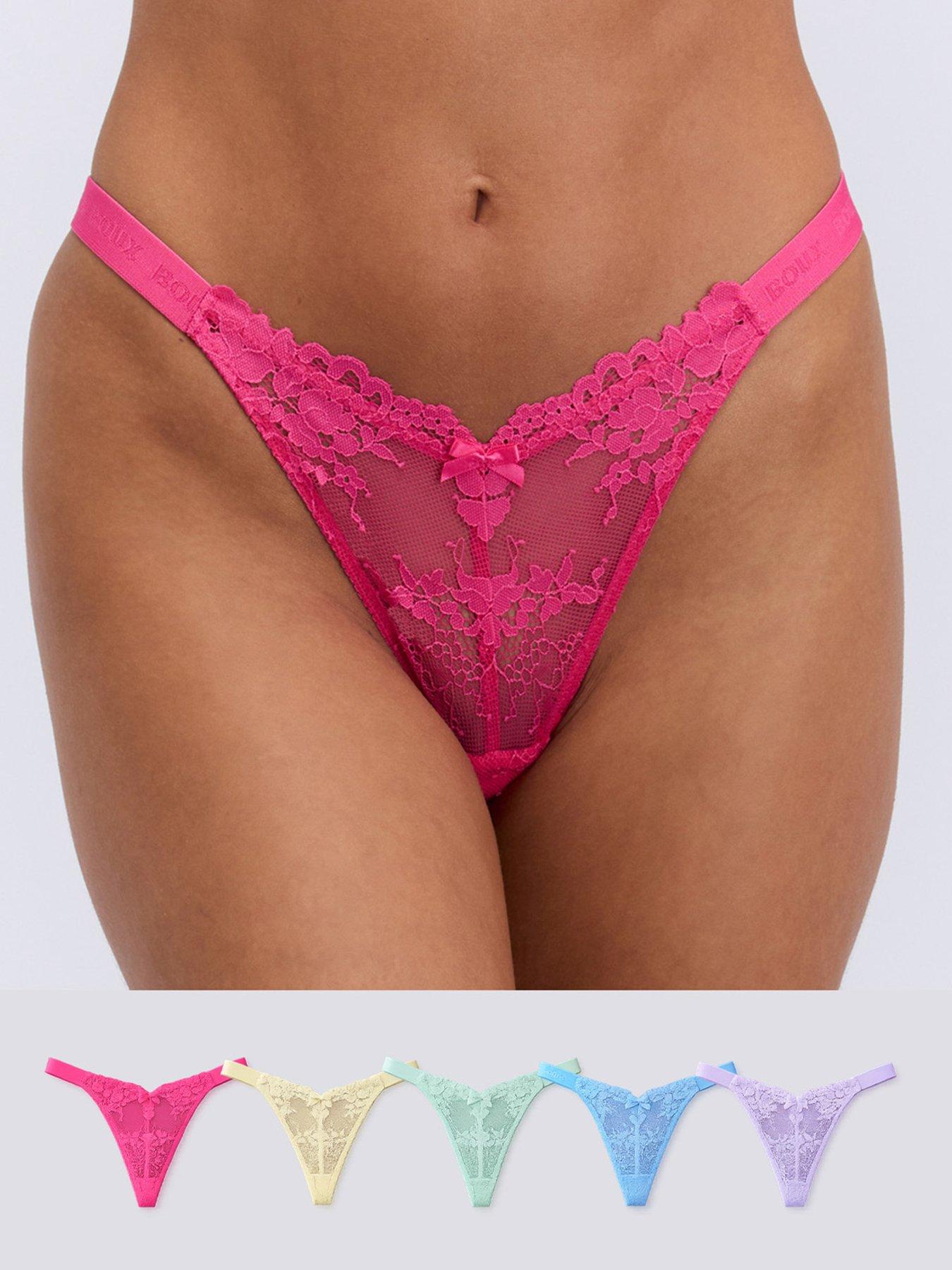 Boux Avenue Fran High Leg Lace Thong 5pk - Multicoloured