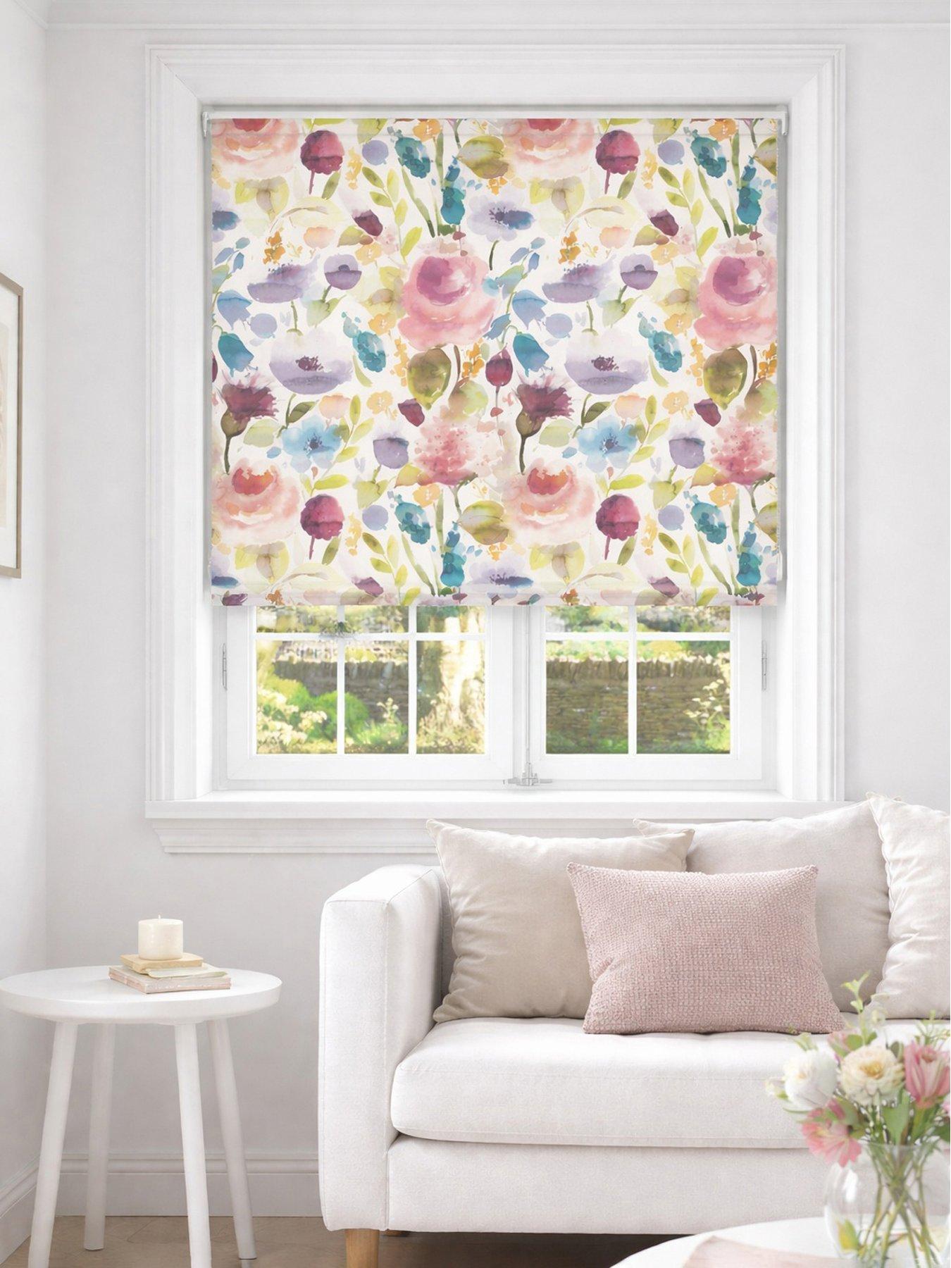 Image 1 of 5 of The Very Collection Painted Floral Roller Blind 150x160 - Autumn