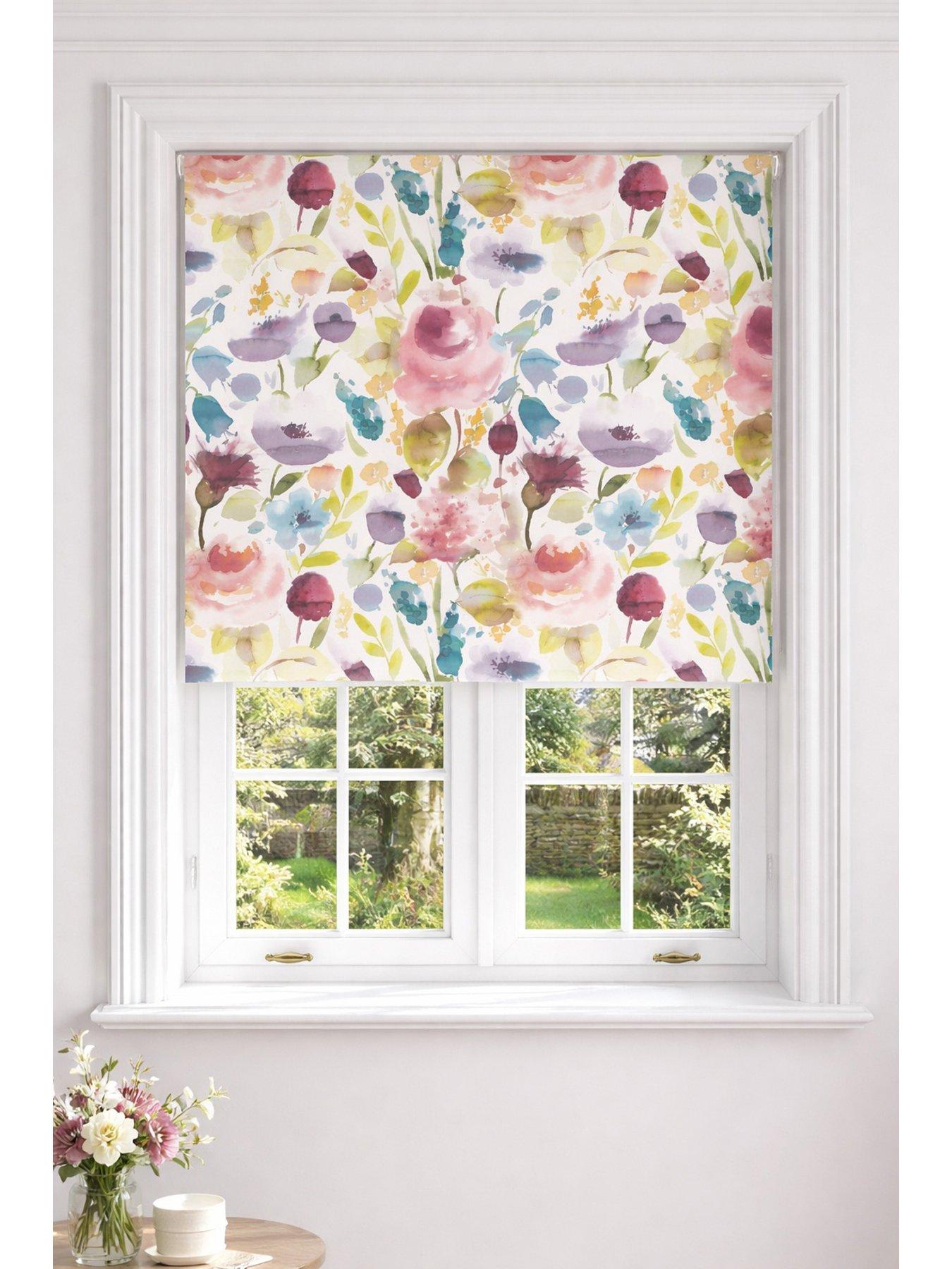 Image 2 of 5 of The Very Collection Painted Floral Roller Blind 150x160 - Autumn