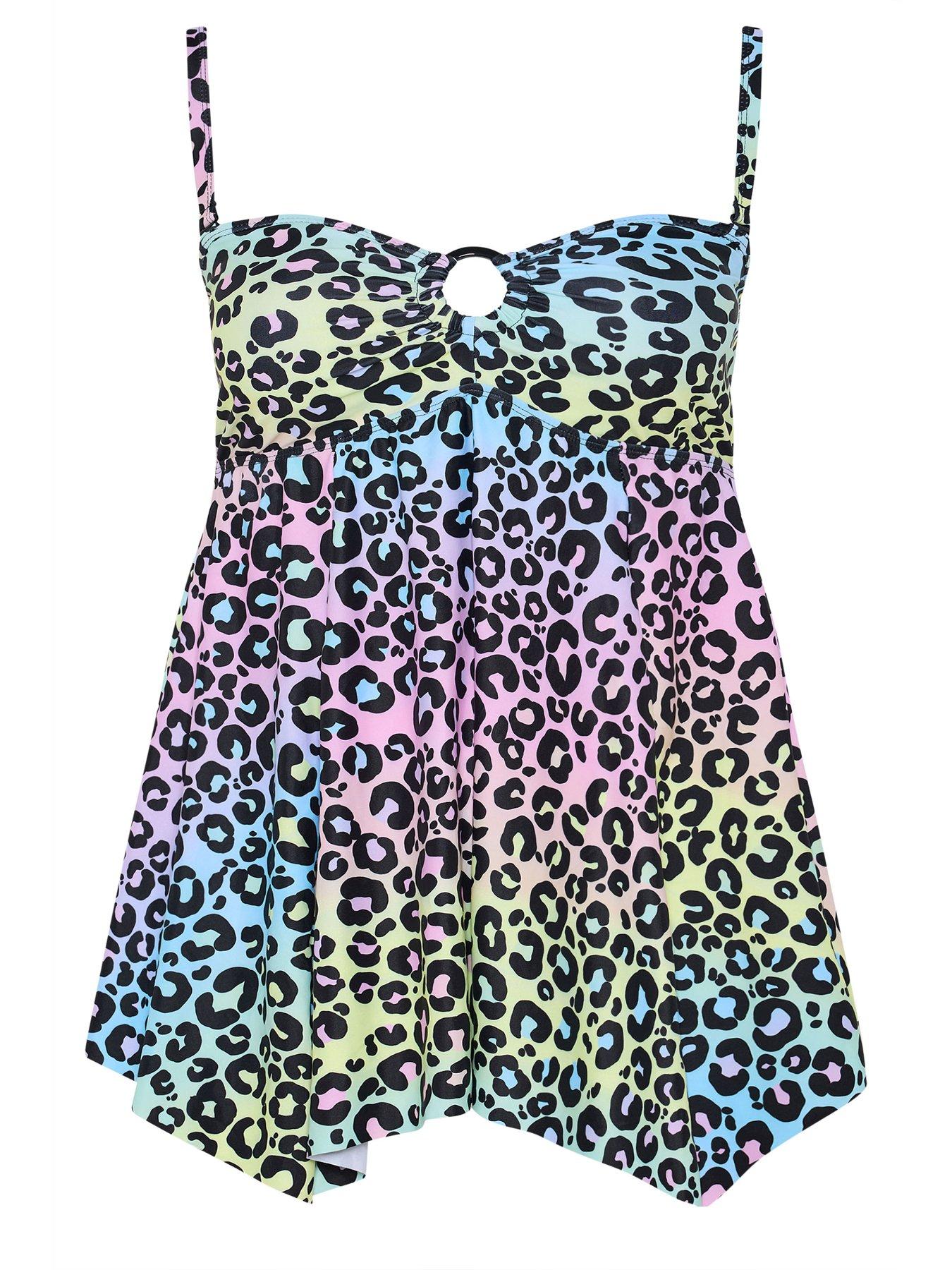 Image 6 of 6 of Yours Curve Leopard Bandeau Tankini Top