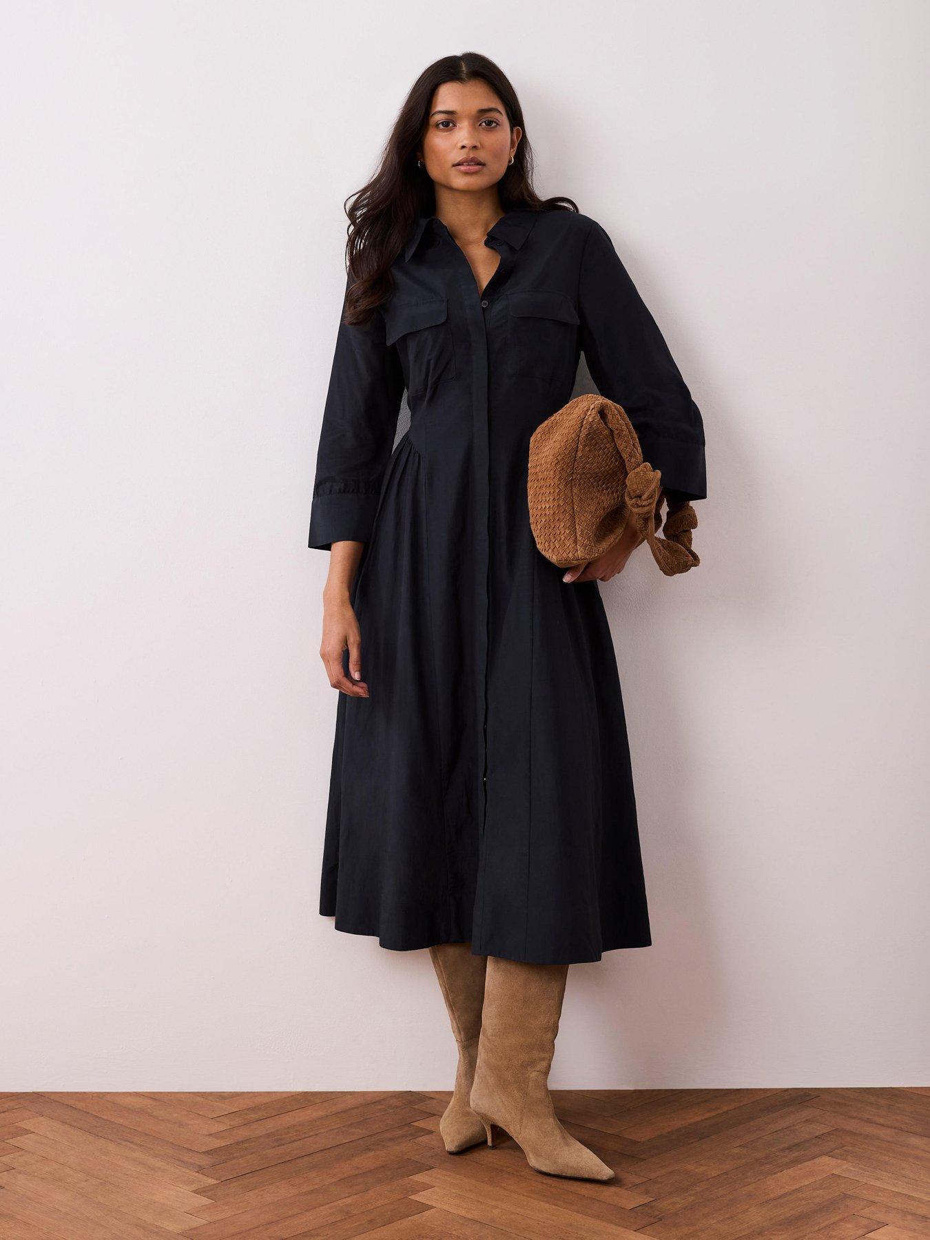 Mint Velvet Drop Waist Maxi Shirt Dress - Blue
