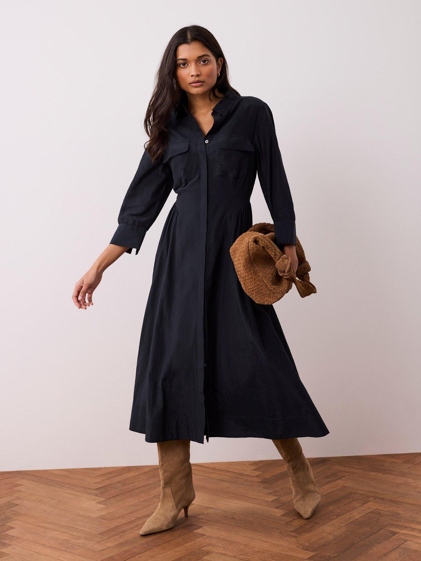 Image 3 of 6 of Mint Velvet Drop Waist Maxi Shirt Dress - Blue