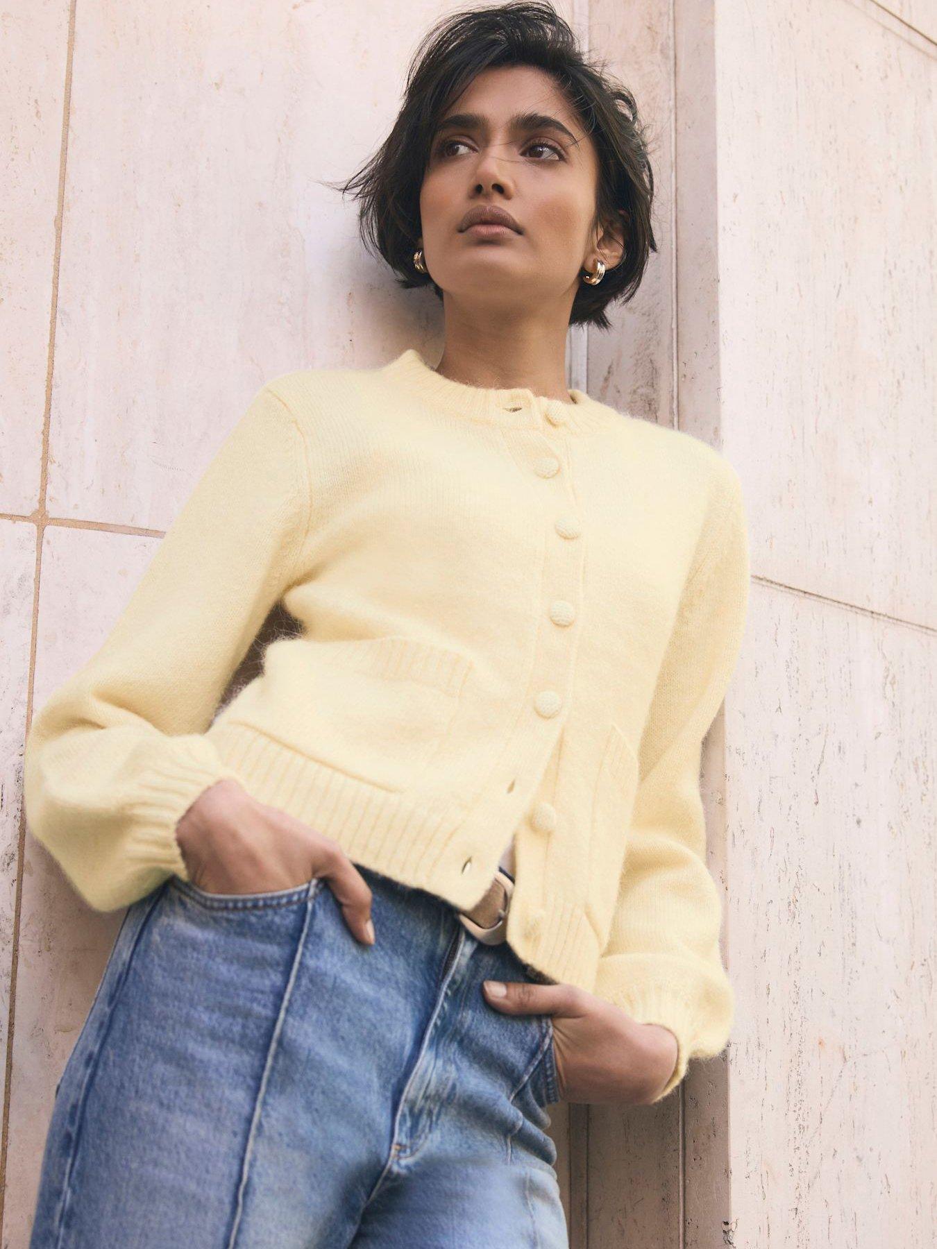 Mint Velvet Yellow Cosy Pocket Cardigan