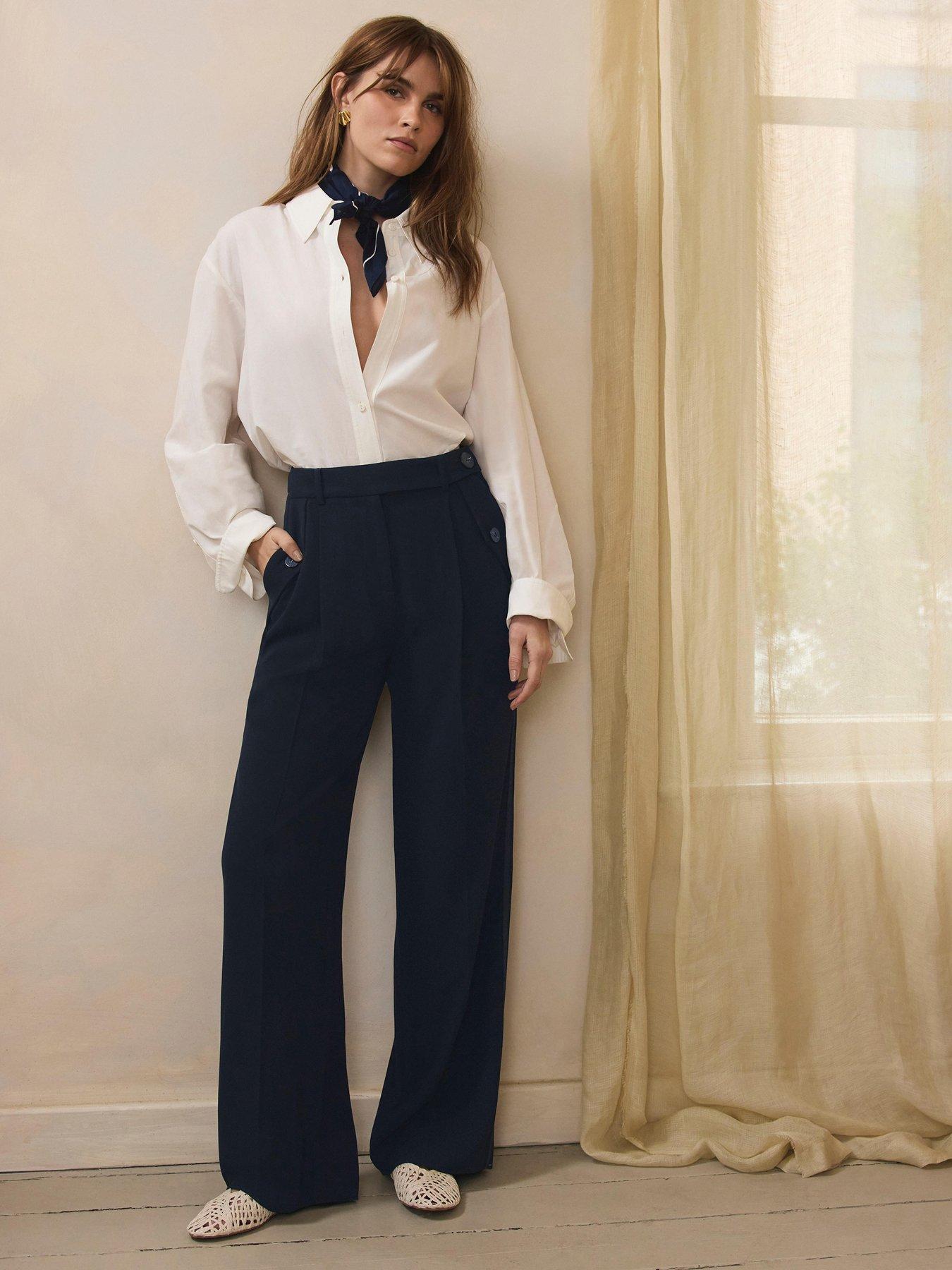 Mint Velvet Tailored Wide Trousers - Blue