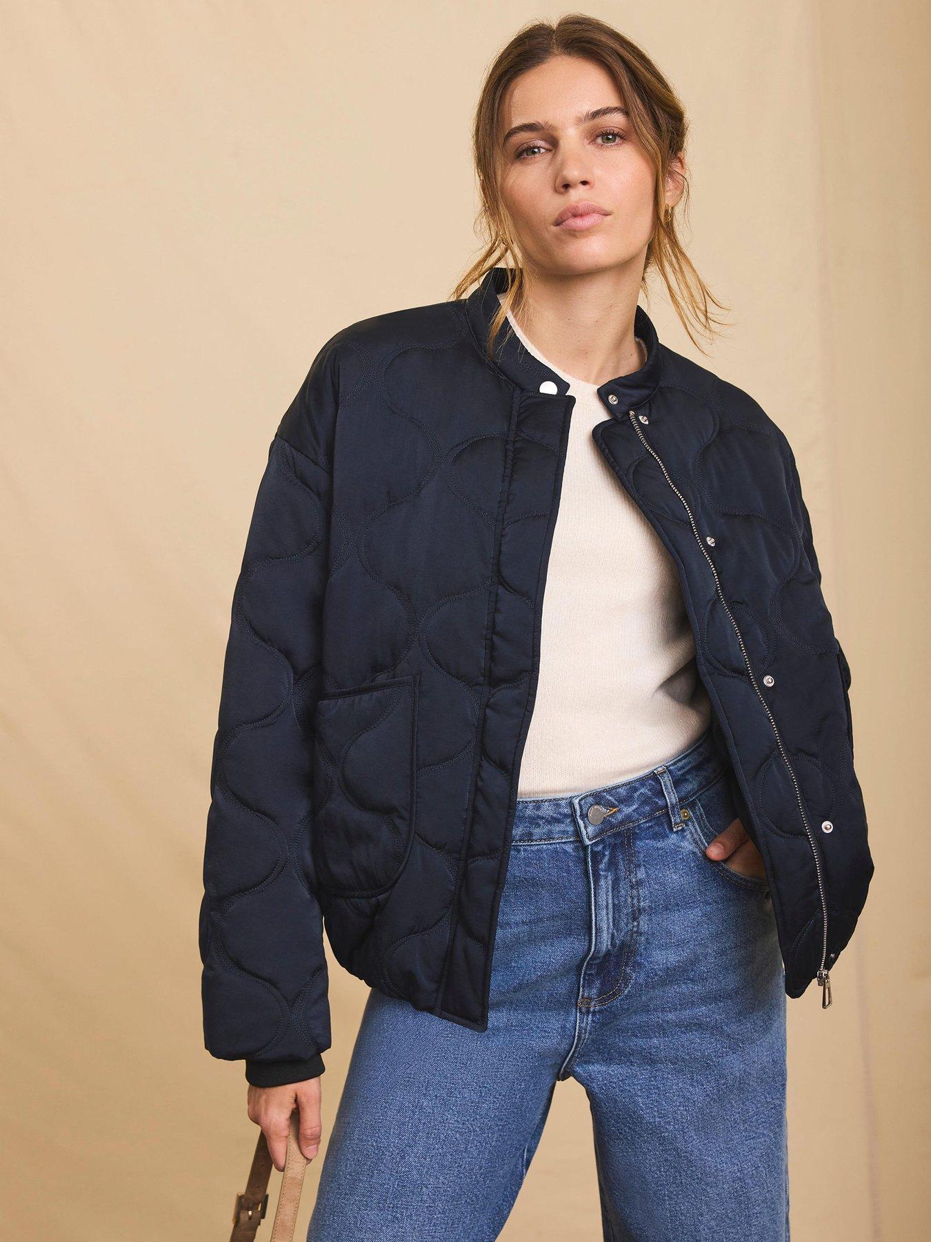 Mint Velvet Navy Quilted Bomber Jacket