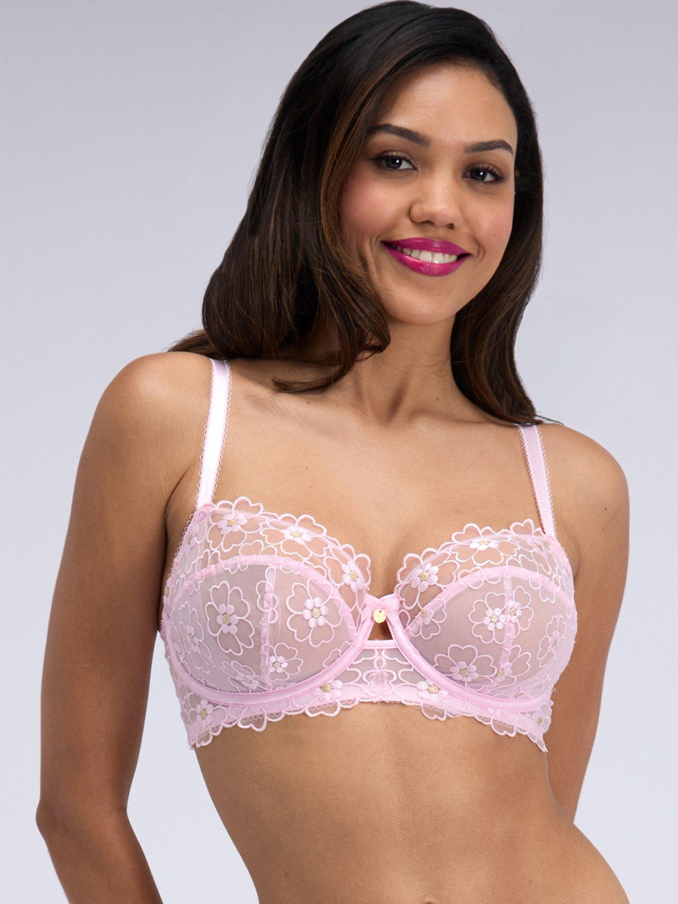 Boux Avenue Evangeline Non-Padded Embroidered Balcony Bra - Light Pink