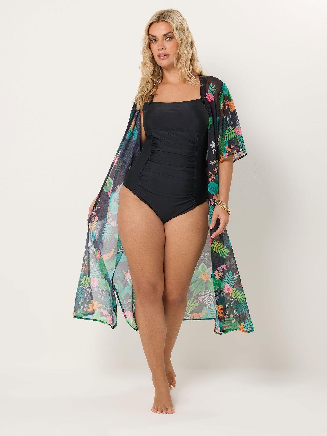 Image 4 of 6 of Yours Curve Tropical Midaxi Coverup