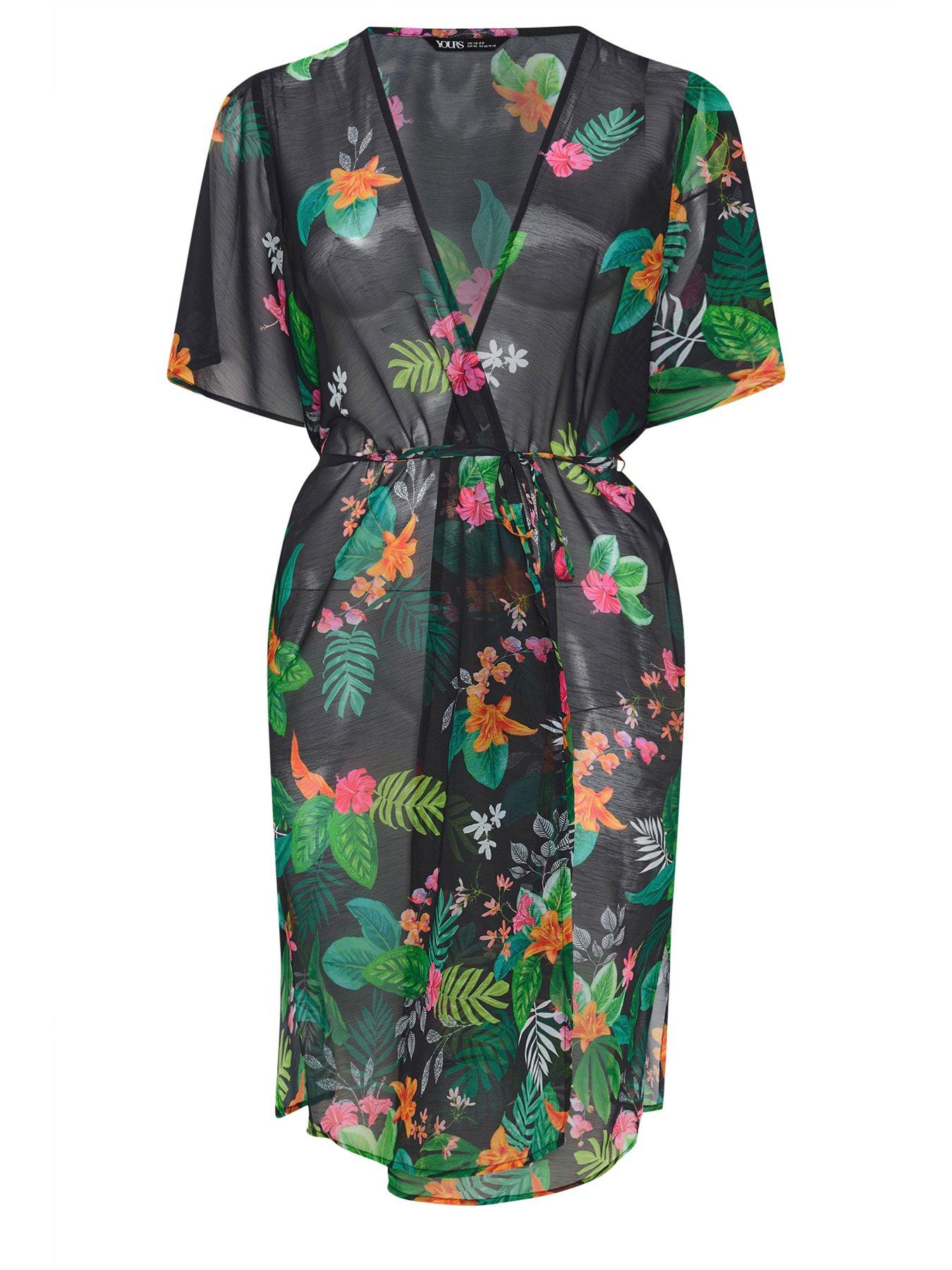 Image 6 of 6 of Yours Curve Tropical Midaxi Coverup