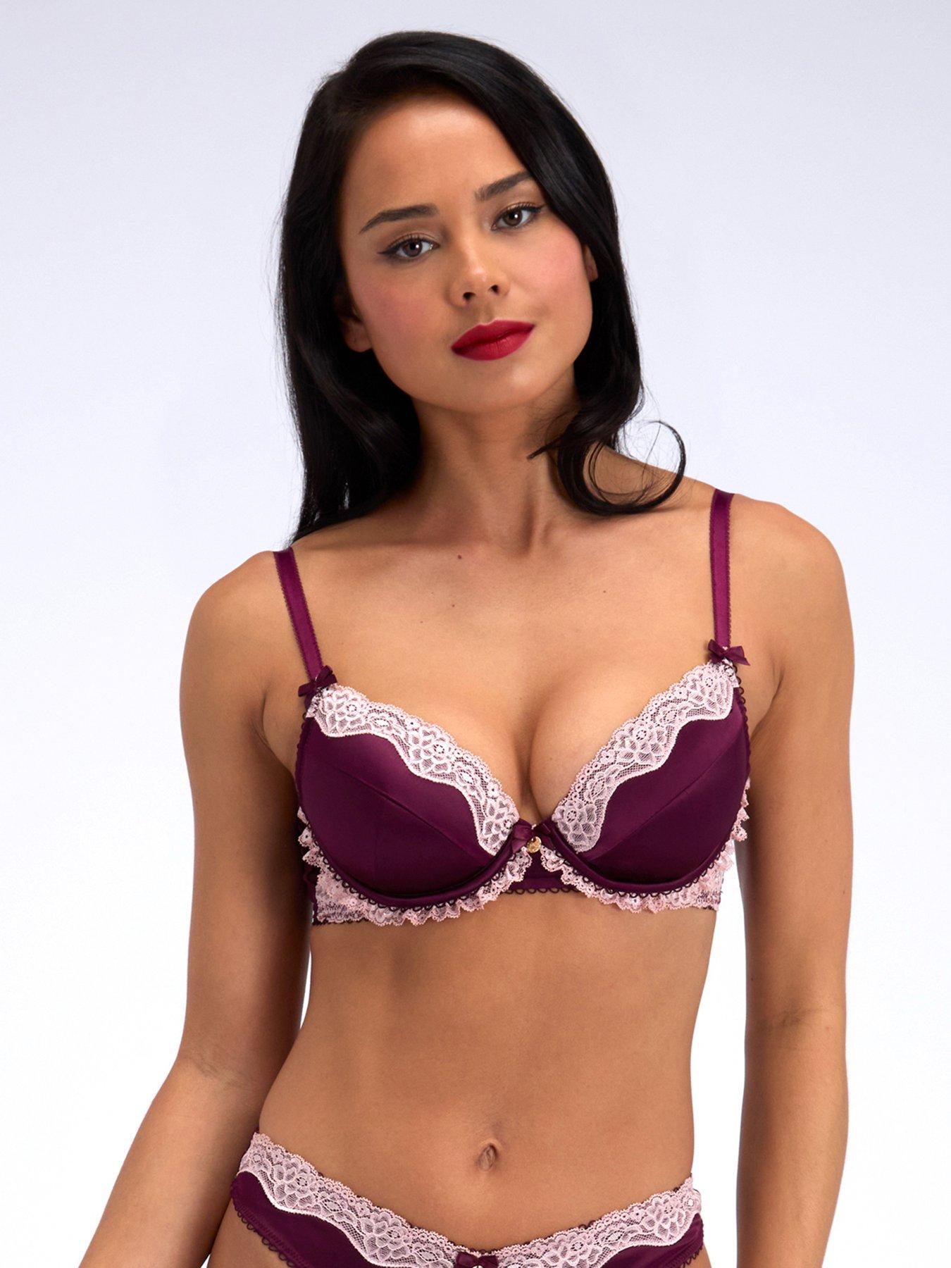 Boux Avenue Boux Avenue Gretta Satin Plunge Bra - Berry