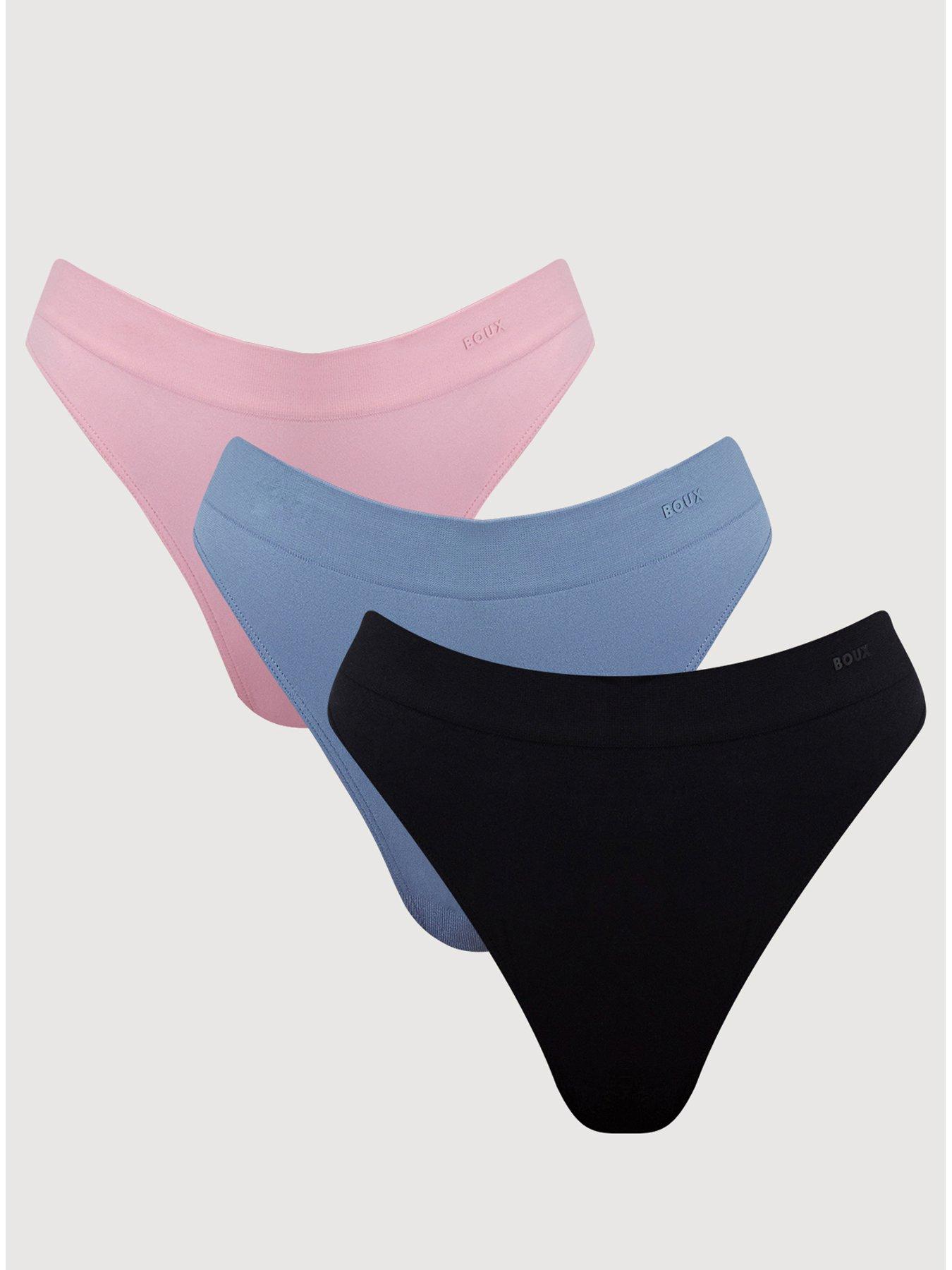 Image 1 of 6 of Boux Avenue Seamfree High Leg Brazilian 3pk - Pink Mix