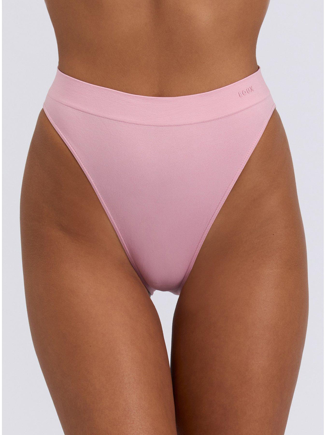 Image 5 of 6 of Boux Avenue Seamfree High Leg Brazilian 3pk - Pink Mix