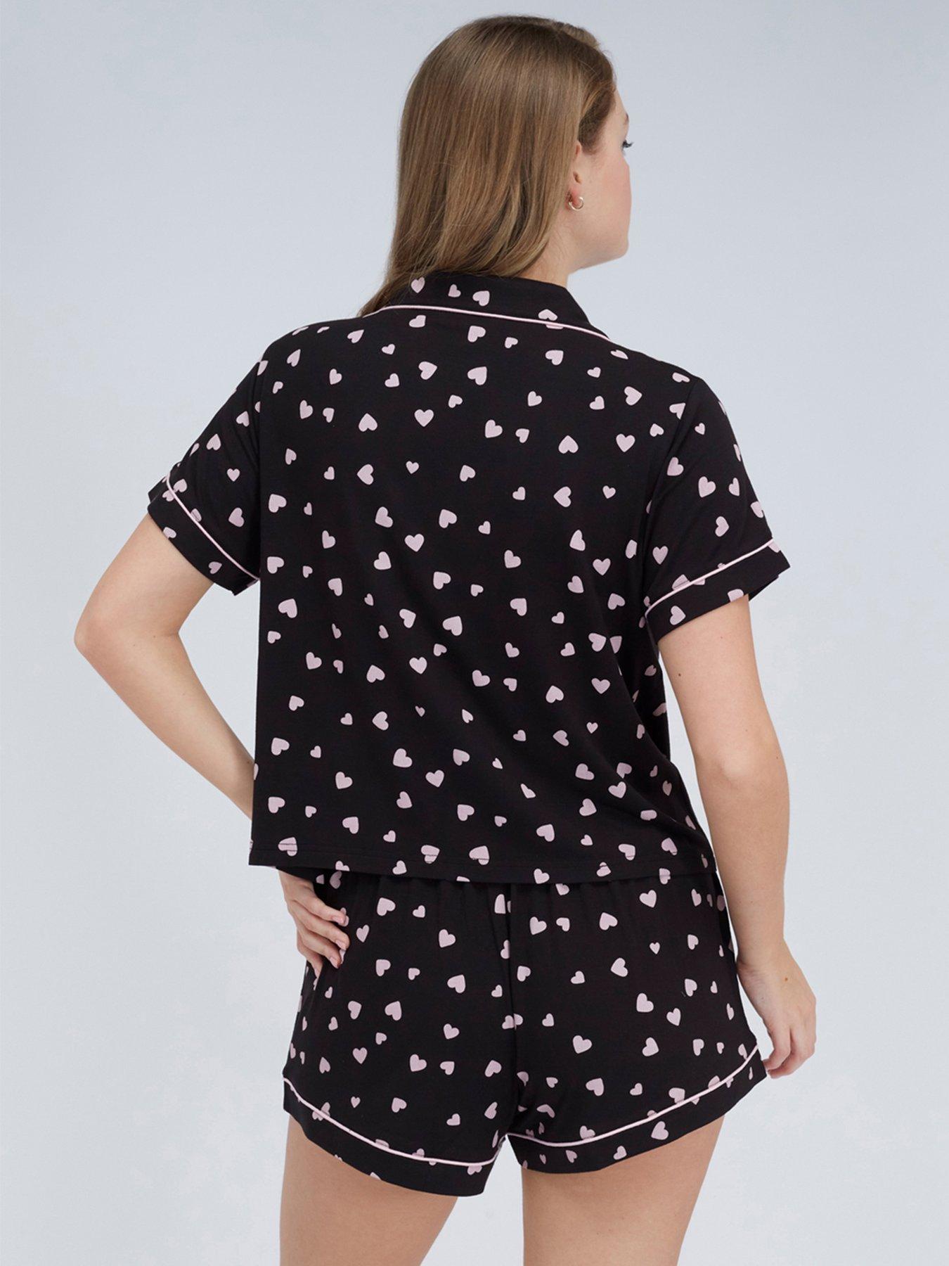 Image 2 of 6 of Boux Avenue Heart Modal Short Pyjama Set - Black