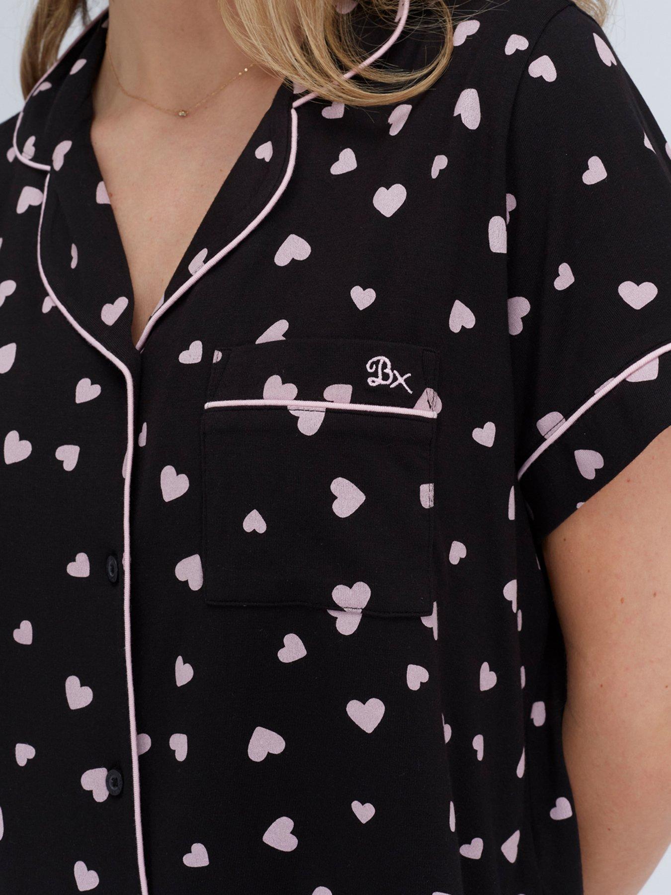 Image 4 of 6 of Boux Avenue Heart Modal Short Pyjama Set - Black