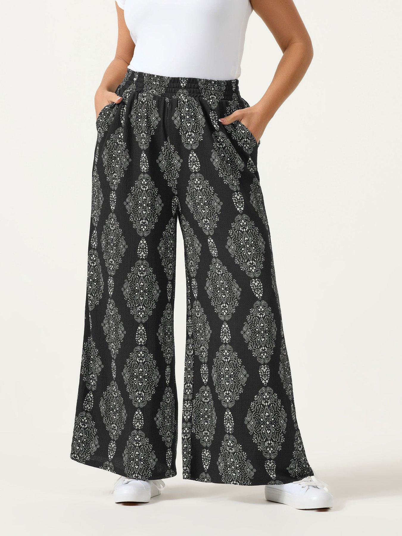 Yours Curve Jersey Wide Leg Trousers - Black