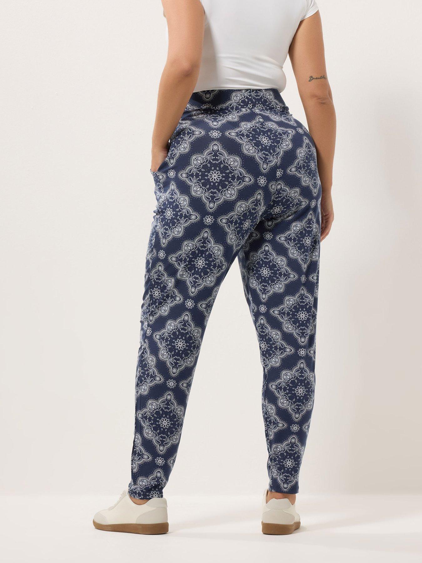 Image 2 of 4 of Yours Curve Double Pleat Harem Trousers - Blue