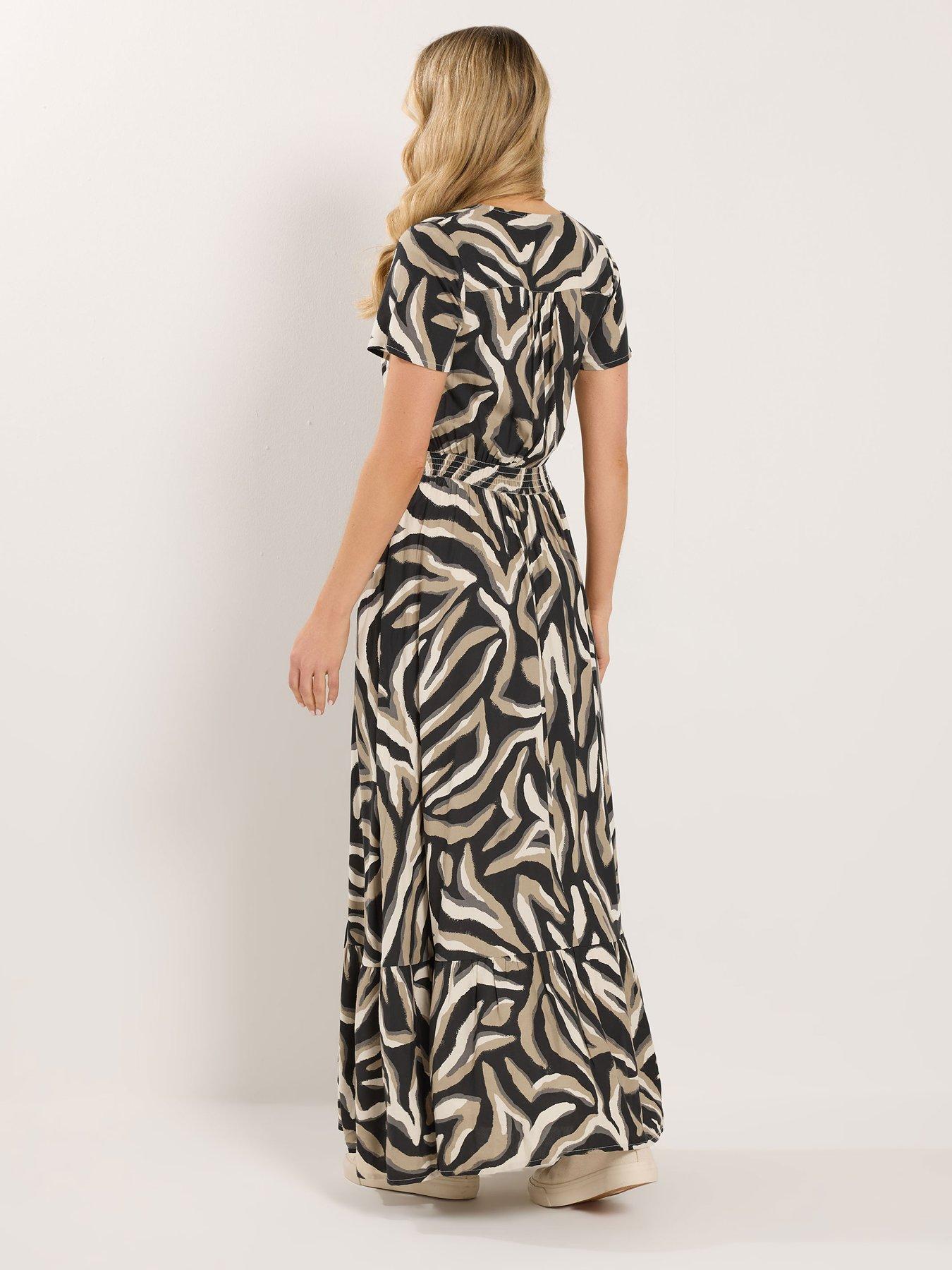 Image 2 of 5 of Long Tall Sally Tall Zebra Print Button Maxi Dress