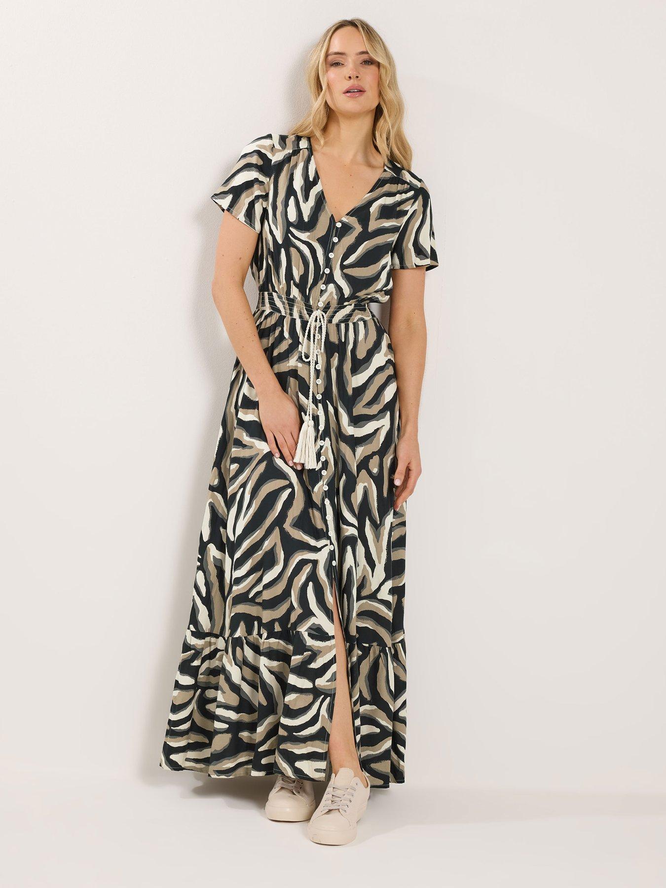 Image 3 of 5 of Long Tall Sally Tall Zebra Print Button Maxi Dress