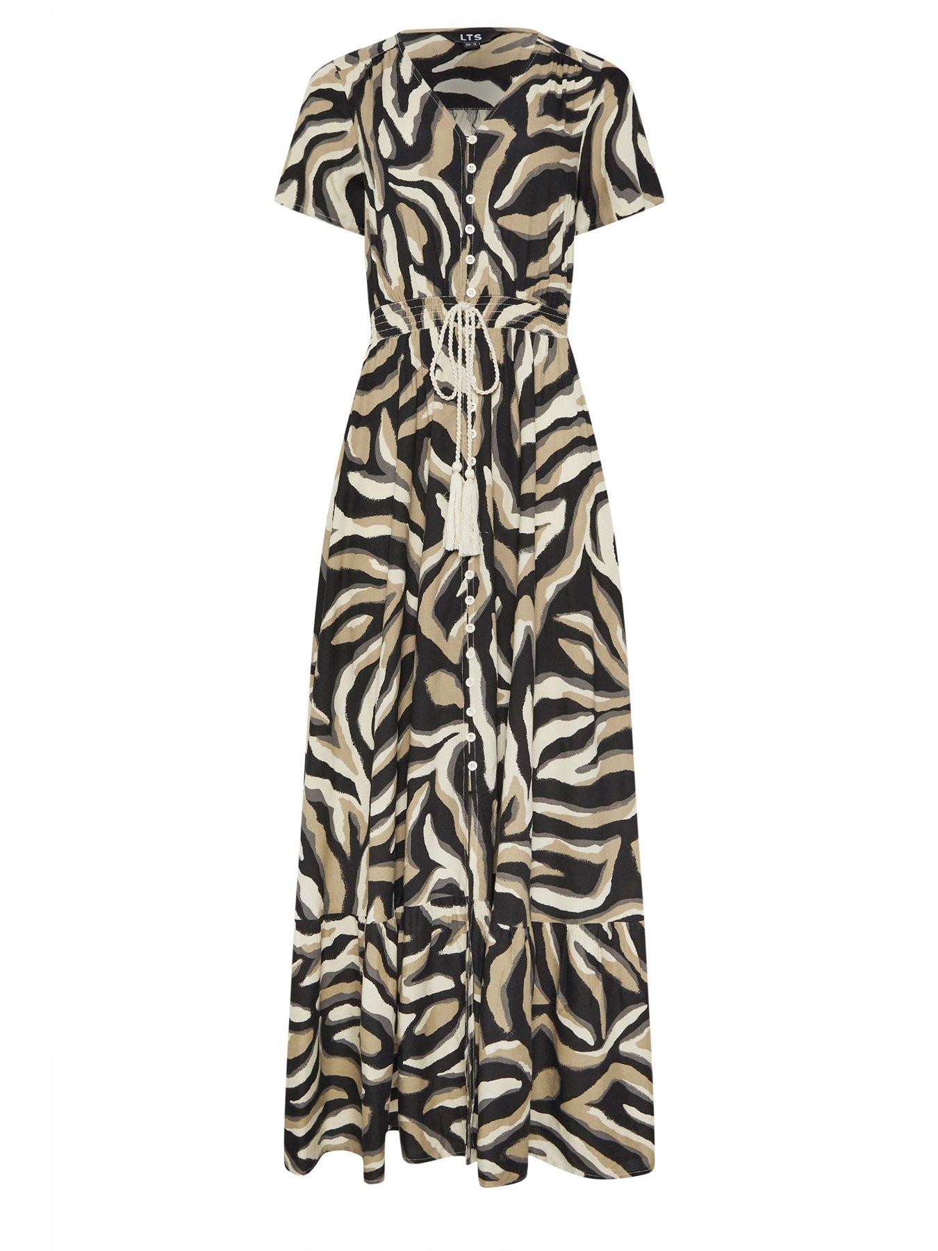 Image 5 of 5 of Long Tall Sally Tall Zebra Print Button Maxi Dress