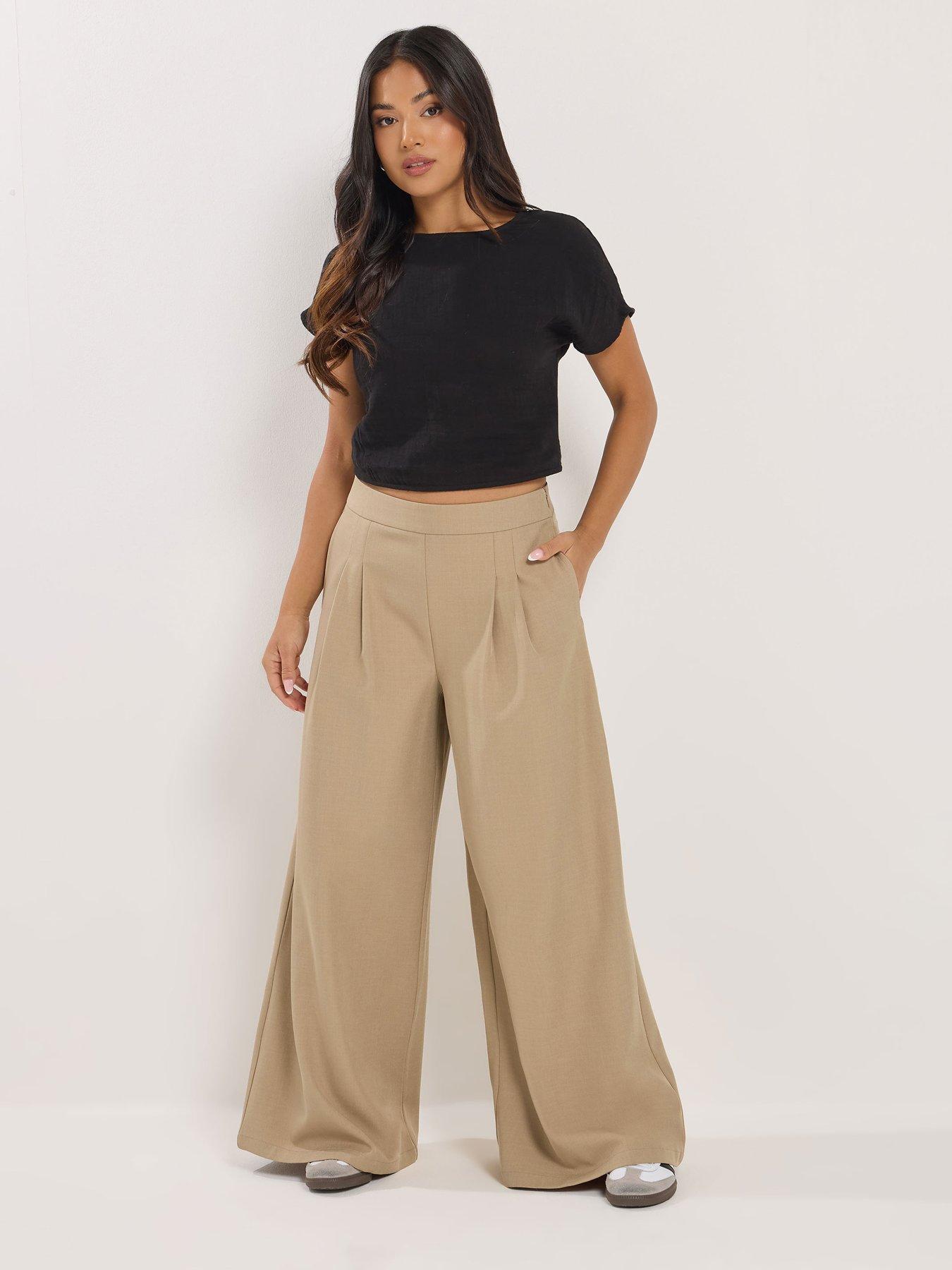 Image 3 of 5 of PixieGirl Petite Pleat Front Palazzo Trousers