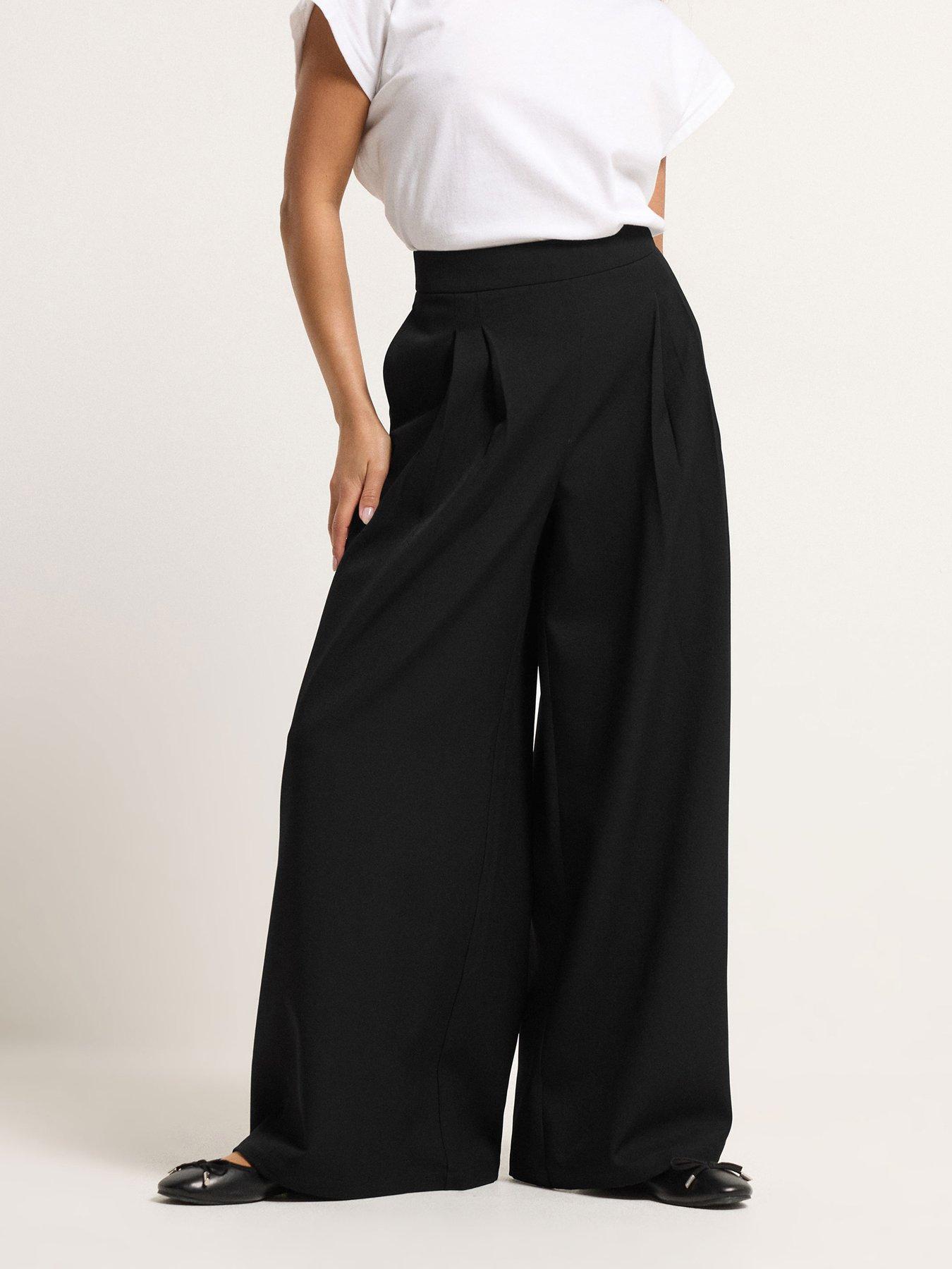 PixieGirl Petite Pleat Front Palazzo Trousers - Blue
