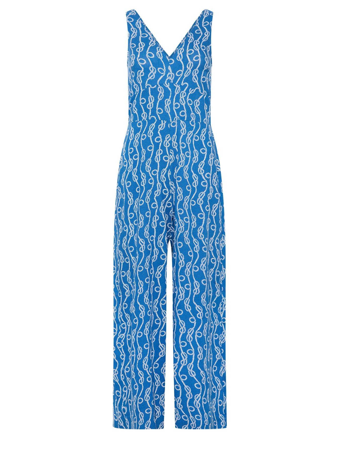 Image 5 of 5 of PixieGirl Petite Rope Print Wide Leg Jumpsuit - Blue