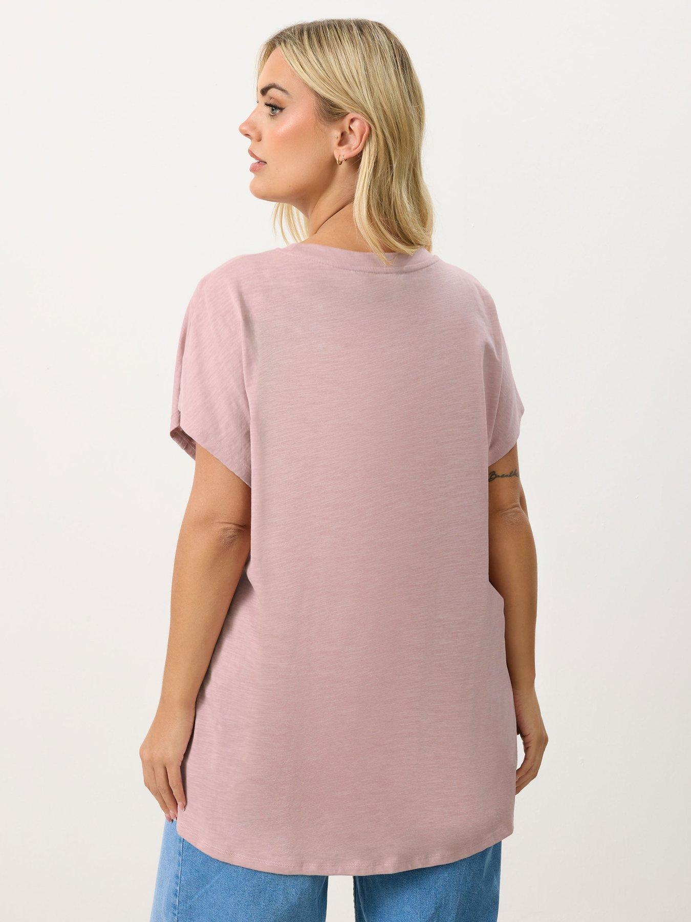 Image 2 of 5 of Yours Curve Cotton Slub Stud T-shirt