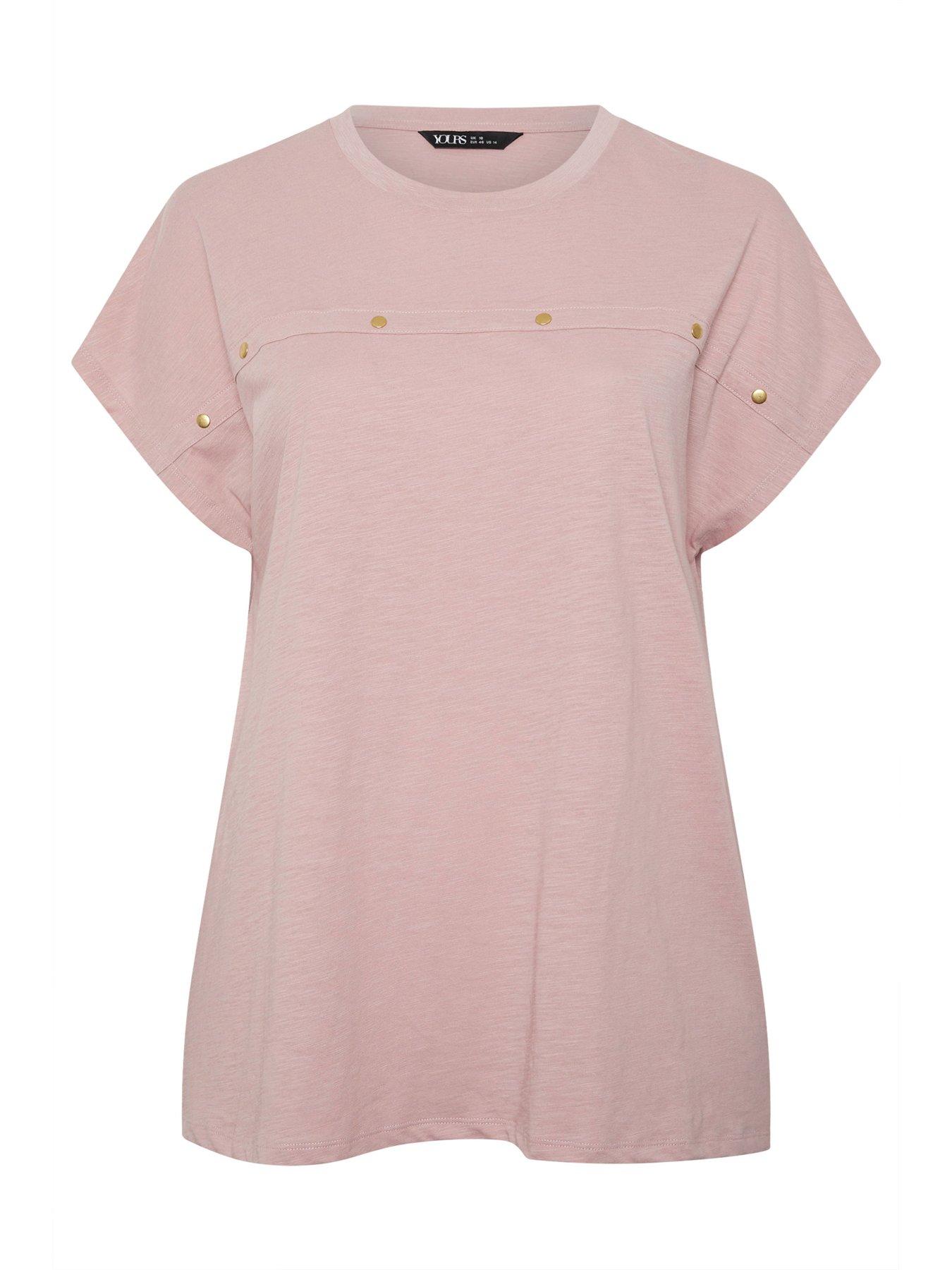 Image 5 of 5 of Yours Curve Cotton Slub Stud T-shirt