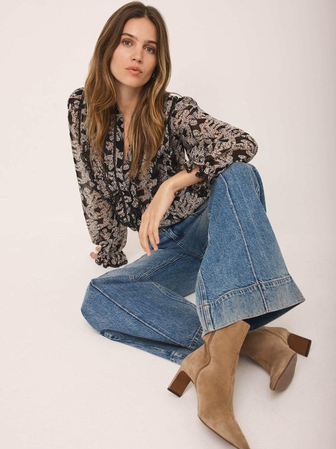 Image 1 of 5 of Mint Velvet Black Butterfly Print Blouse