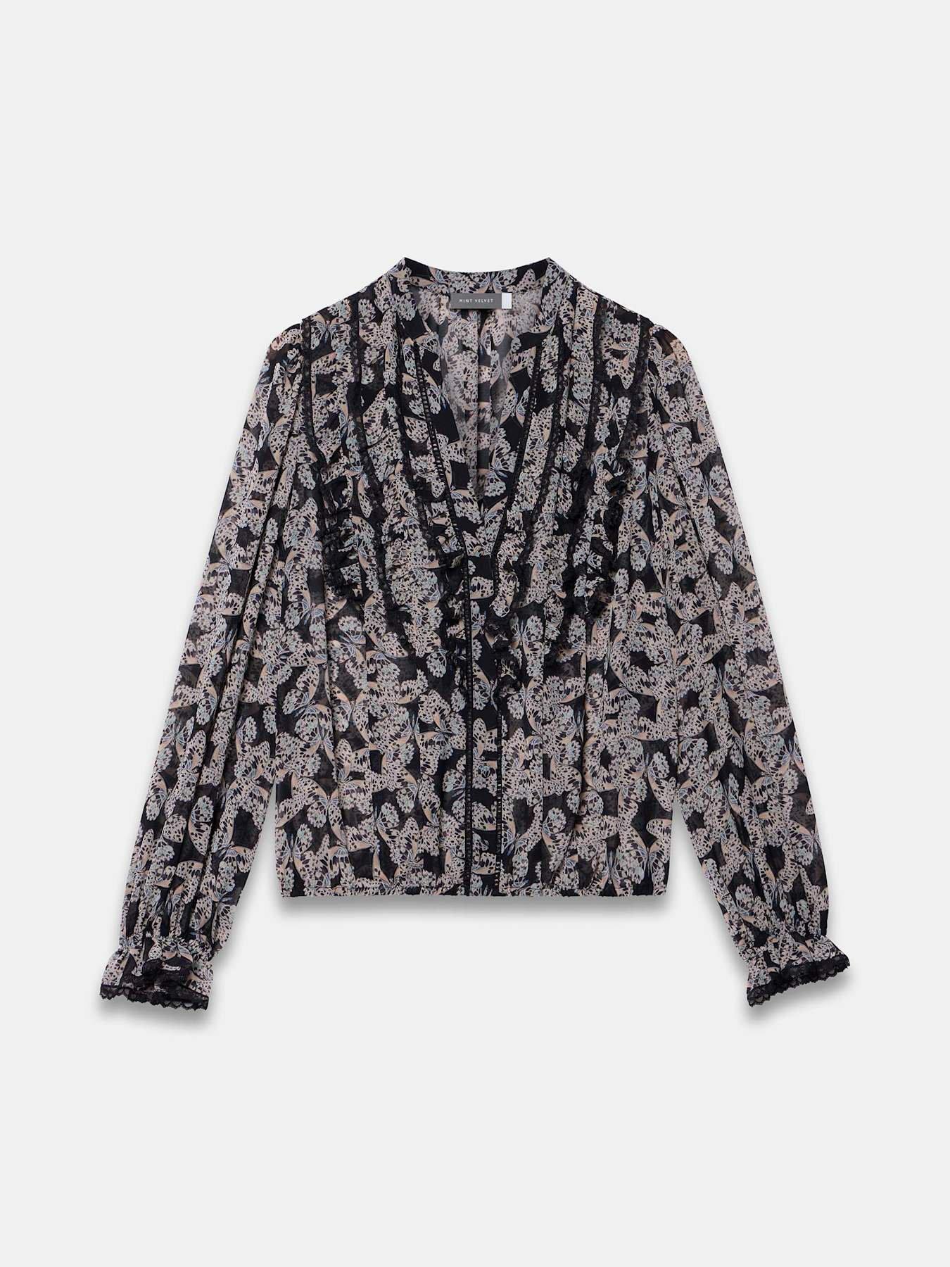 Image 4 of 5 of Mint Velvet Black Butterfly Print Blouse