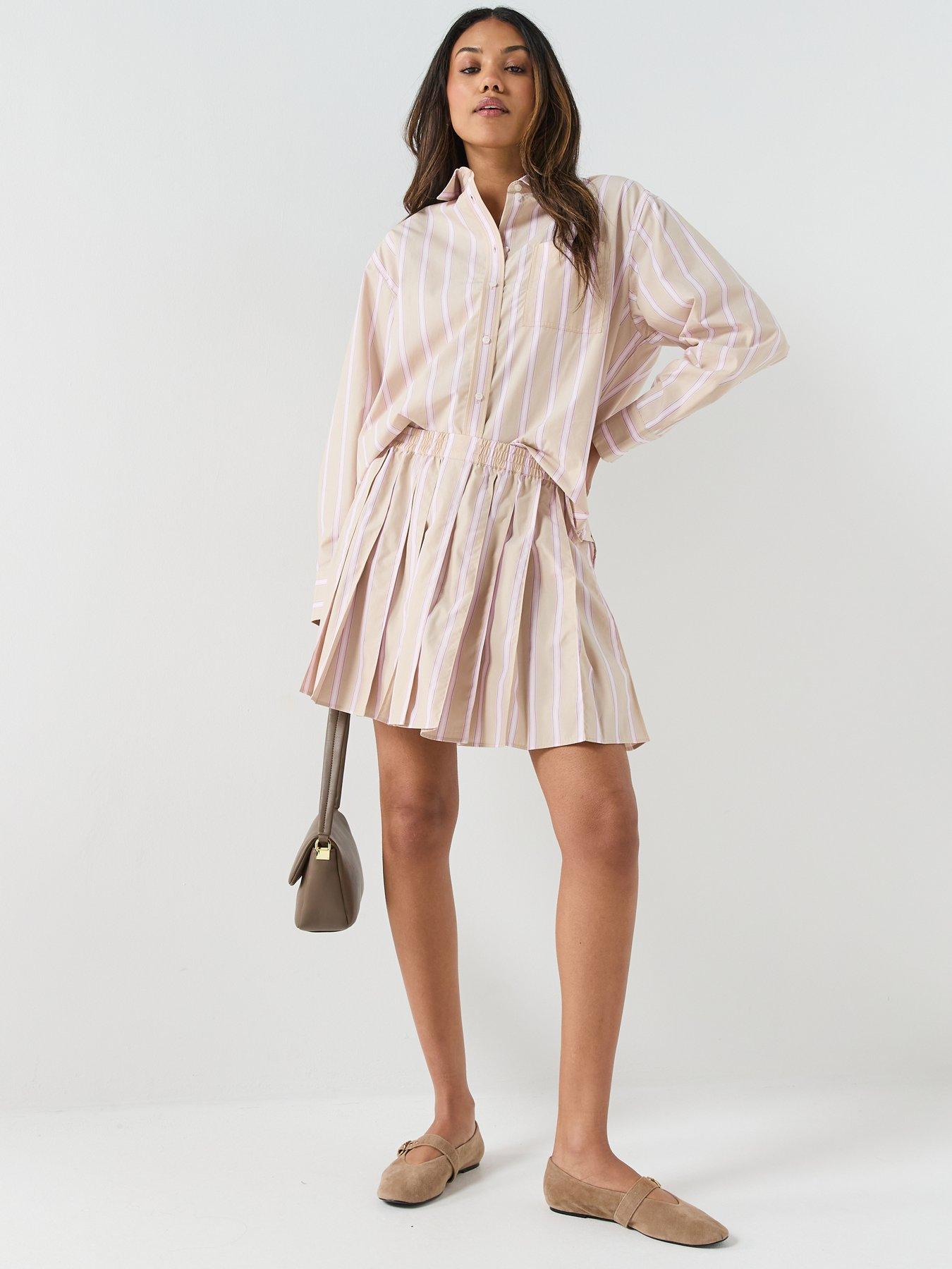 Image 3 of 5 of Lacoste Stripe Bermuda Skirt - Beige
