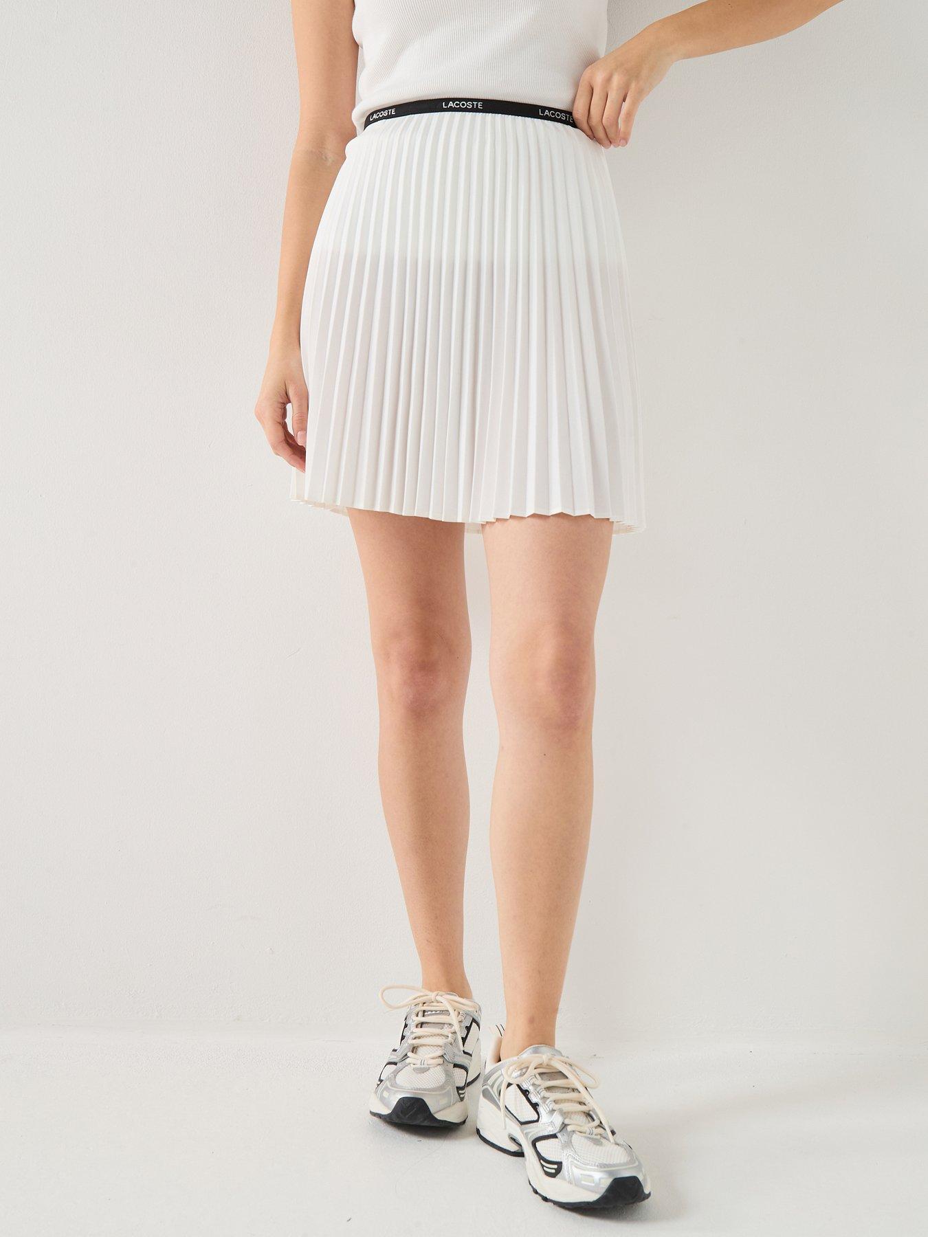 Lacoste Pleated Skirt, White, Size 14, Women