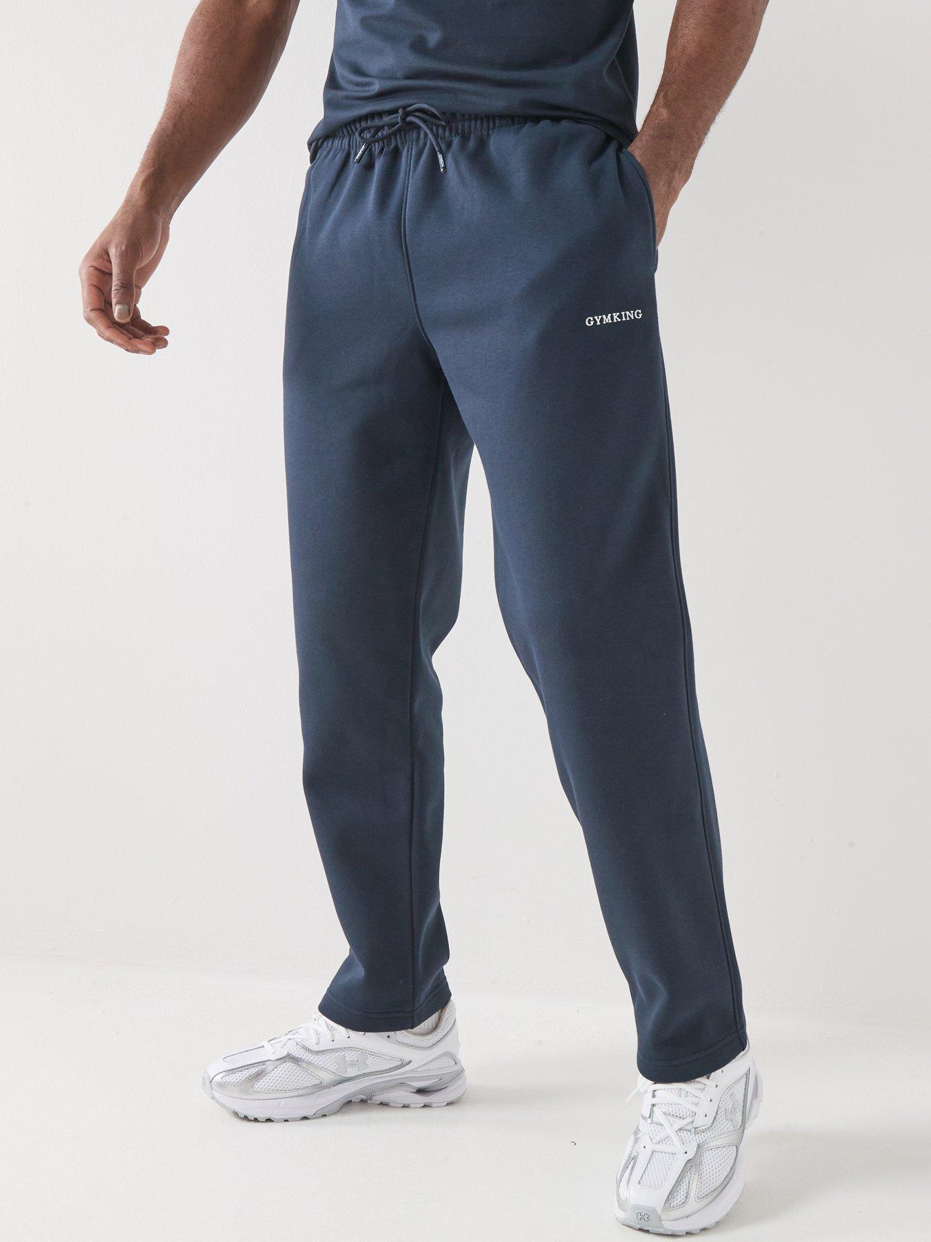 Gym King Mens Fundamental Linear Straight Leg Joggers - Navy