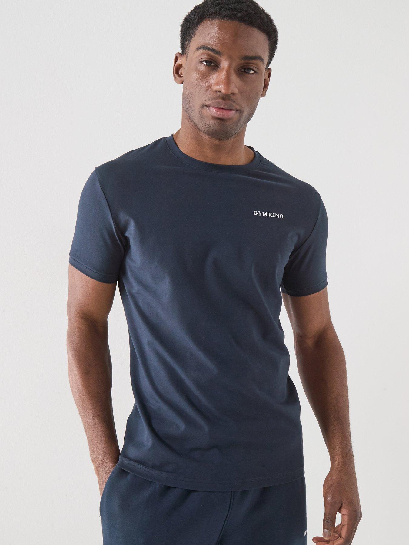 Image 1 of 6 of Gym King Mens Fundamental Linear T-Shirt - Navy