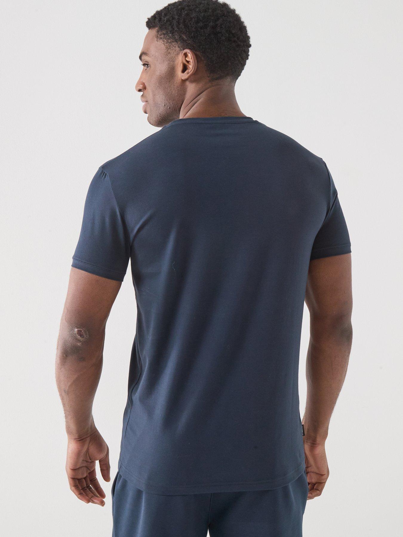 Image 2 of 6 of Gym King Mens Fundamental Linear T-Shirt - Navy